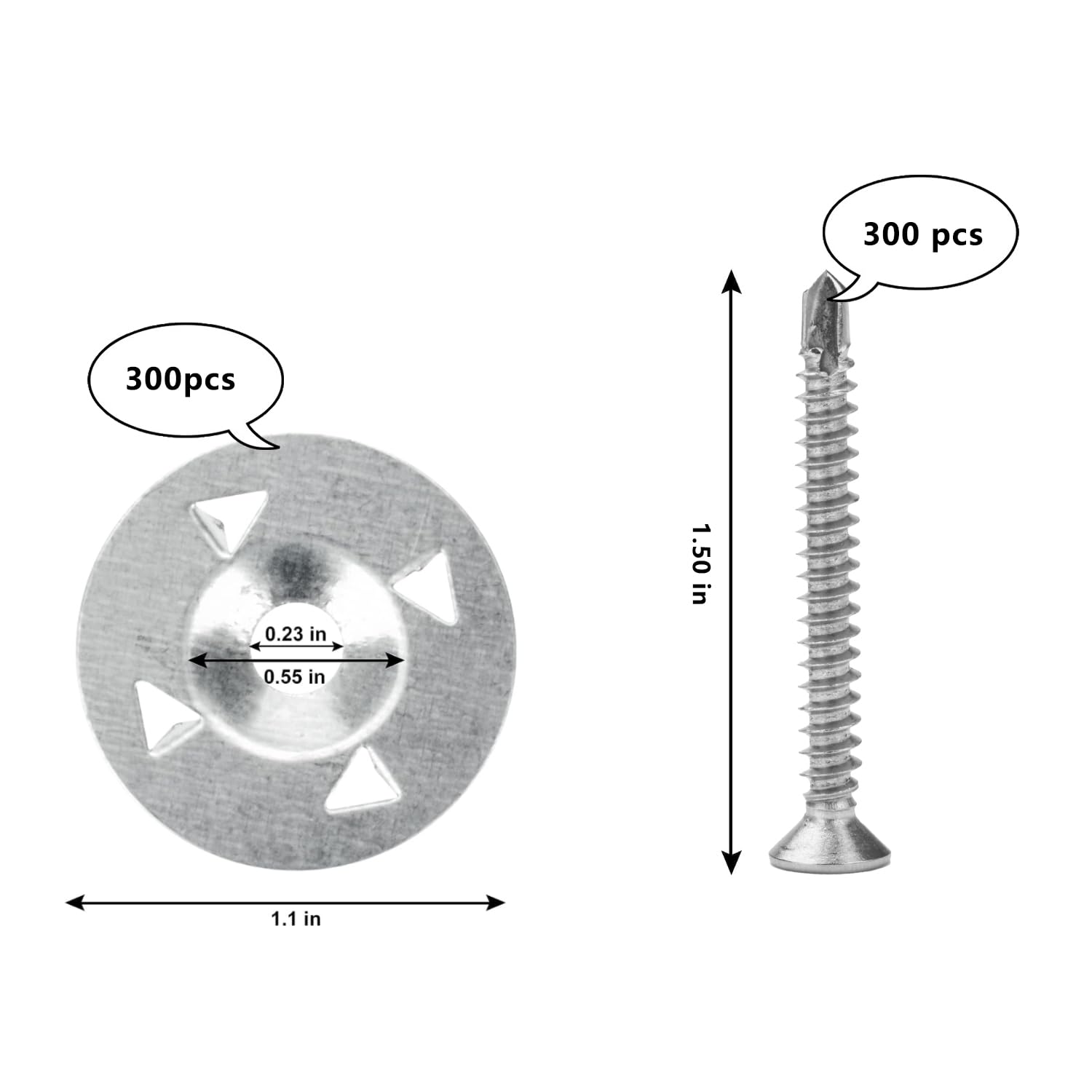 600Pcs Foam Board Fasteners - 1-1/8 Inch Metal Washers for Fixing Installation - Image 3