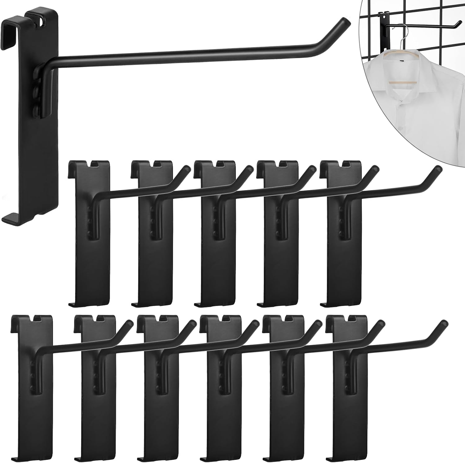 Gridwall Hooks - 4 Inch Heavy Duty Black Display Hooks for Grid Wall Panel Hanging (12Pcs) - Image 1