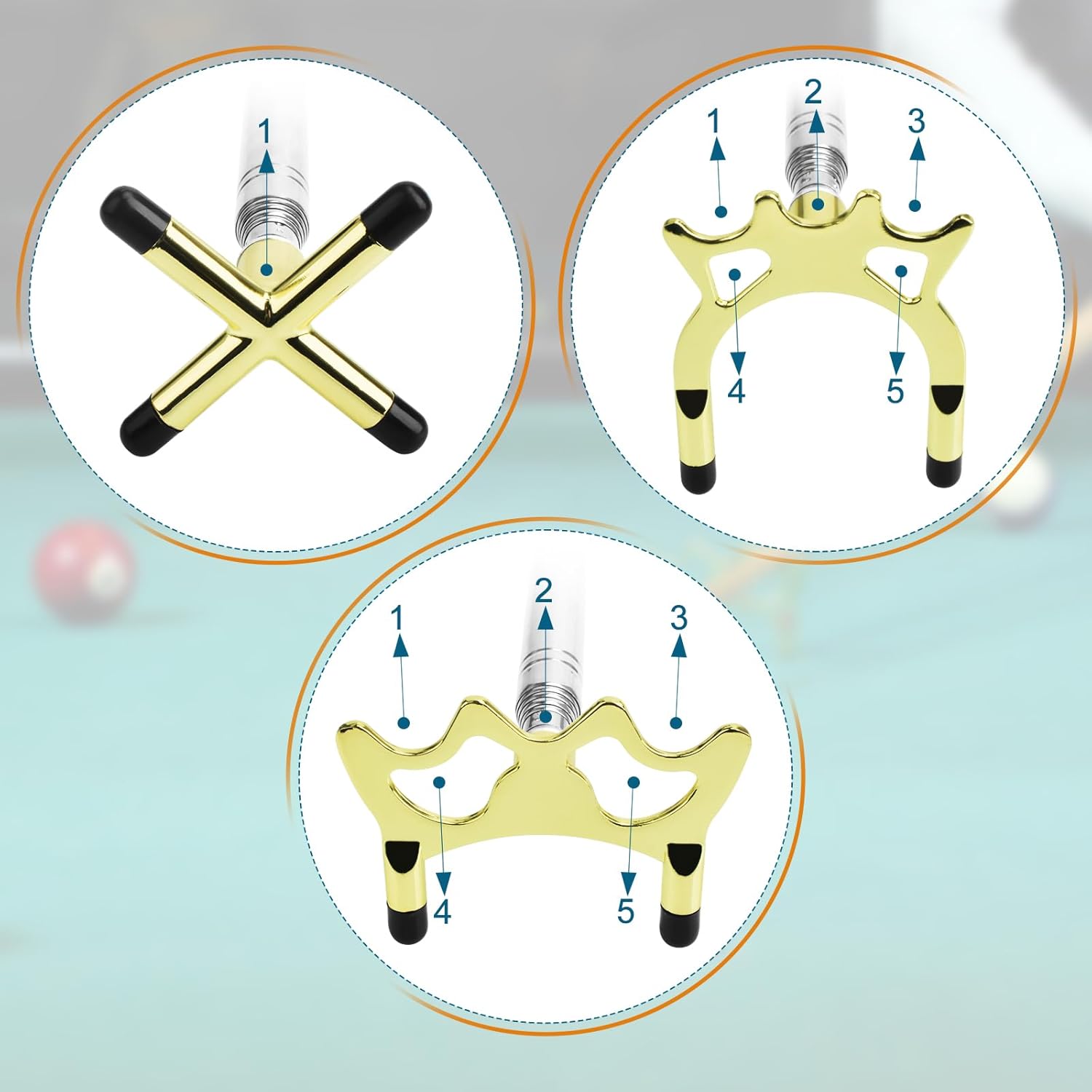 Retractable Billiards Cue Bridge Snooker Pool Bridge Stick Retractable Billiards Cue Stick Bridge with 3 Pcs Removable Bridge Head Pool Cue Table Accessories for Game, Competition - Image 4