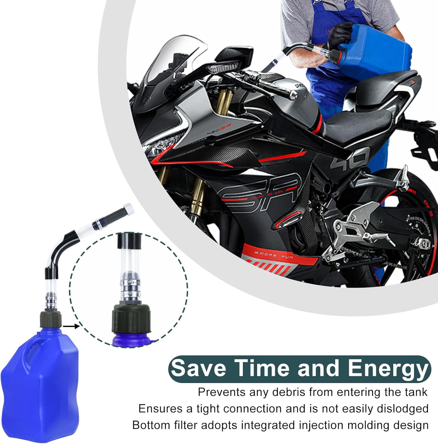 Gas Cans Racing Fuel Jug Hose Kit, fuel Can Spout for 3/5/5.5 Gallon Gas Cans, Upgraded Filter Design (3 Pack) - Image 2