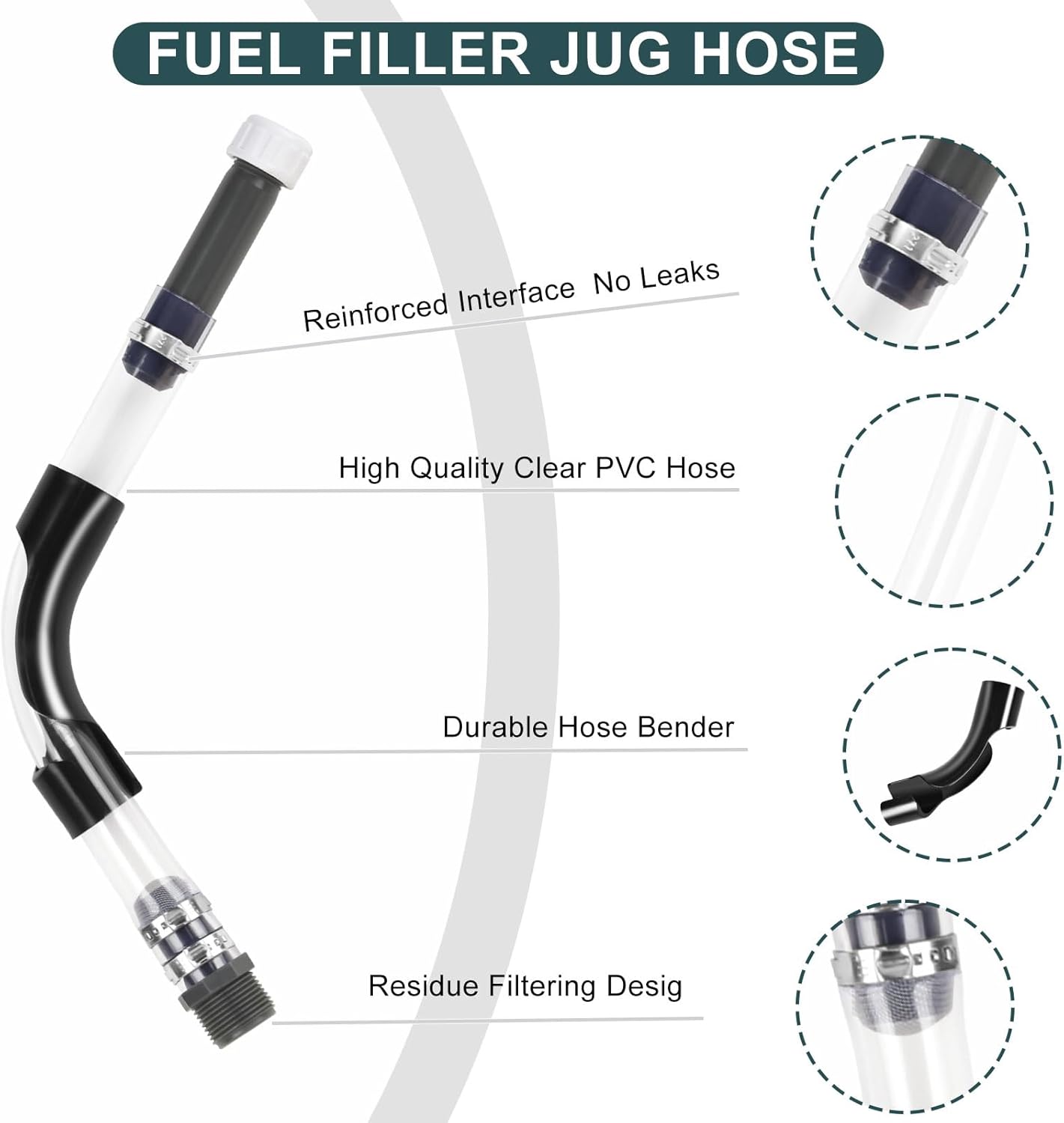 Gas Cans Racing Fuel Jug Hose Kit, fuel Can Spout for 3/5/5.5 Gallon Gas Cans, Upgraded Filter Design (3 Pack) - Image 4