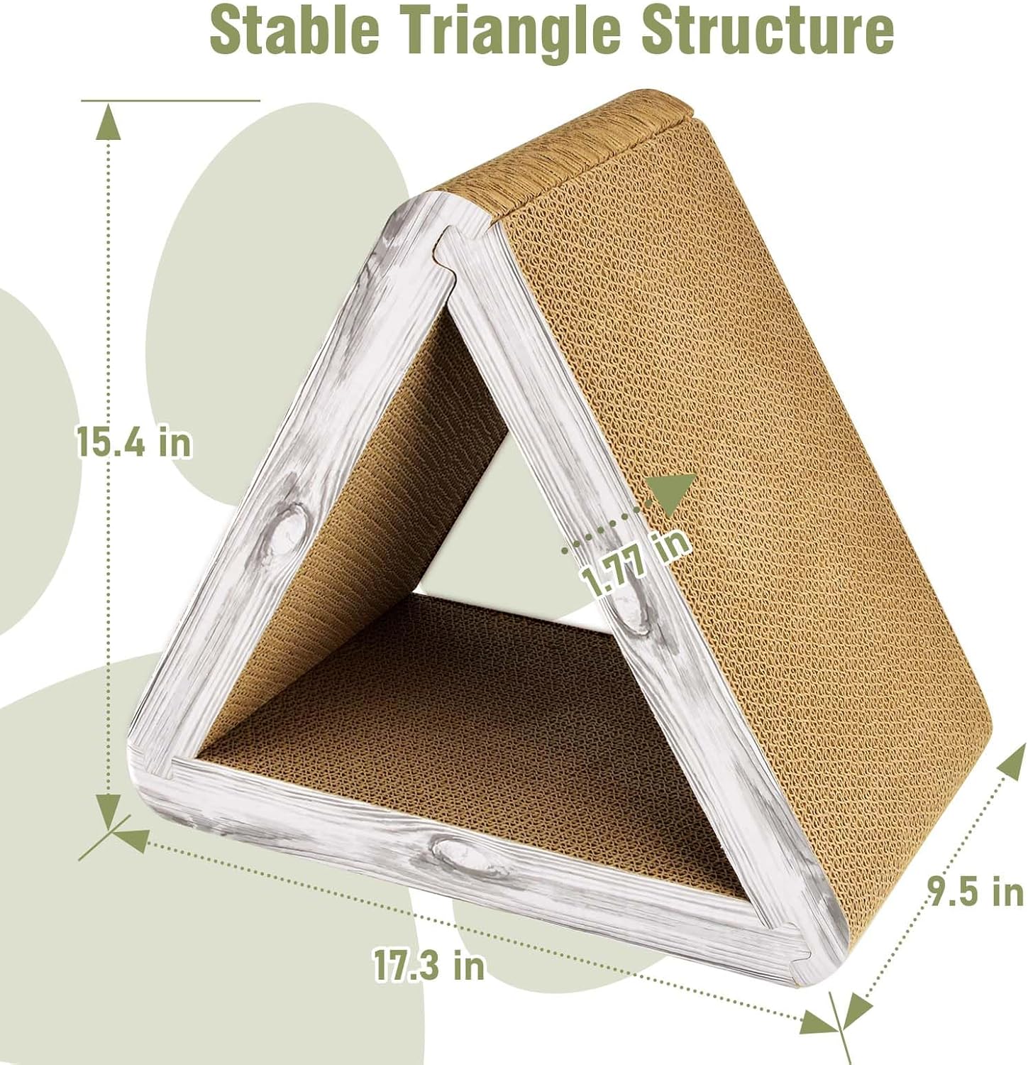 Foldable Triangle Cat Scratcher - 6 Usable Sides Cat Scratcher for Indoor Cats - Vertical Cat Board Pads - Image 2