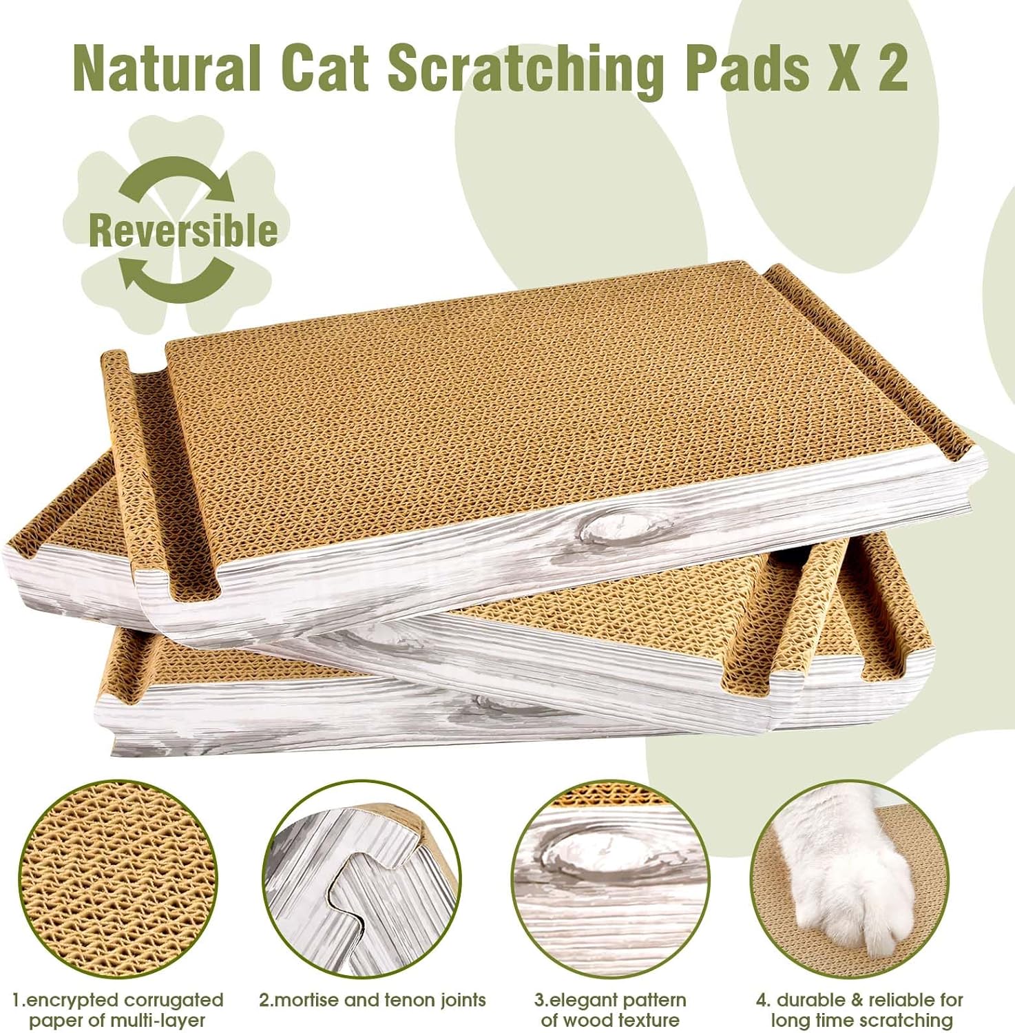 Foldable Triangle Cat Scratcher - 6 Usable Sides Cat Scratcher for Indoor Cats - Vertical Cat Board Pads - Image 3