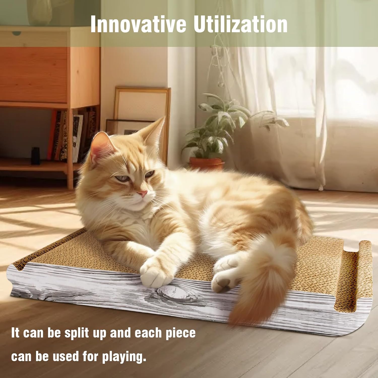 Foldable Triangle Cat Scratcher - 6 Usable Sides Cat Scratcher for Indoor Cats - Vertical Cat Board Pads - Image 6