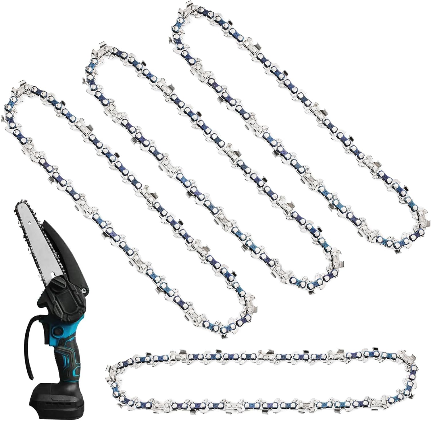 6 Inch Mini Chainsaw Chain Replacement 4 PCS Chains for 6 Inch Bar-043