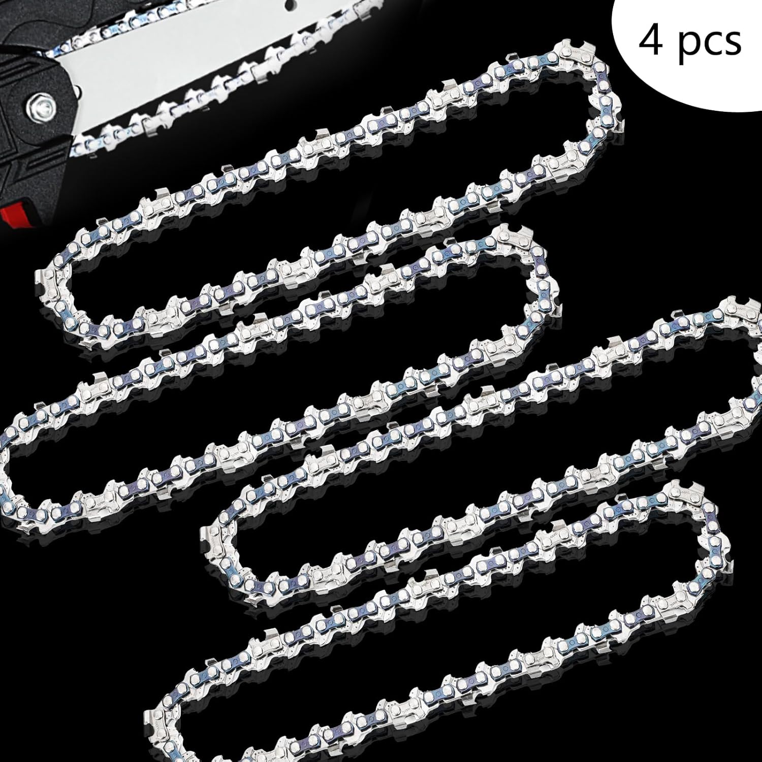 6 Inch Mini Chainsaw Chain Replacement 4 PCS Chains for 6 Inch Bar-043