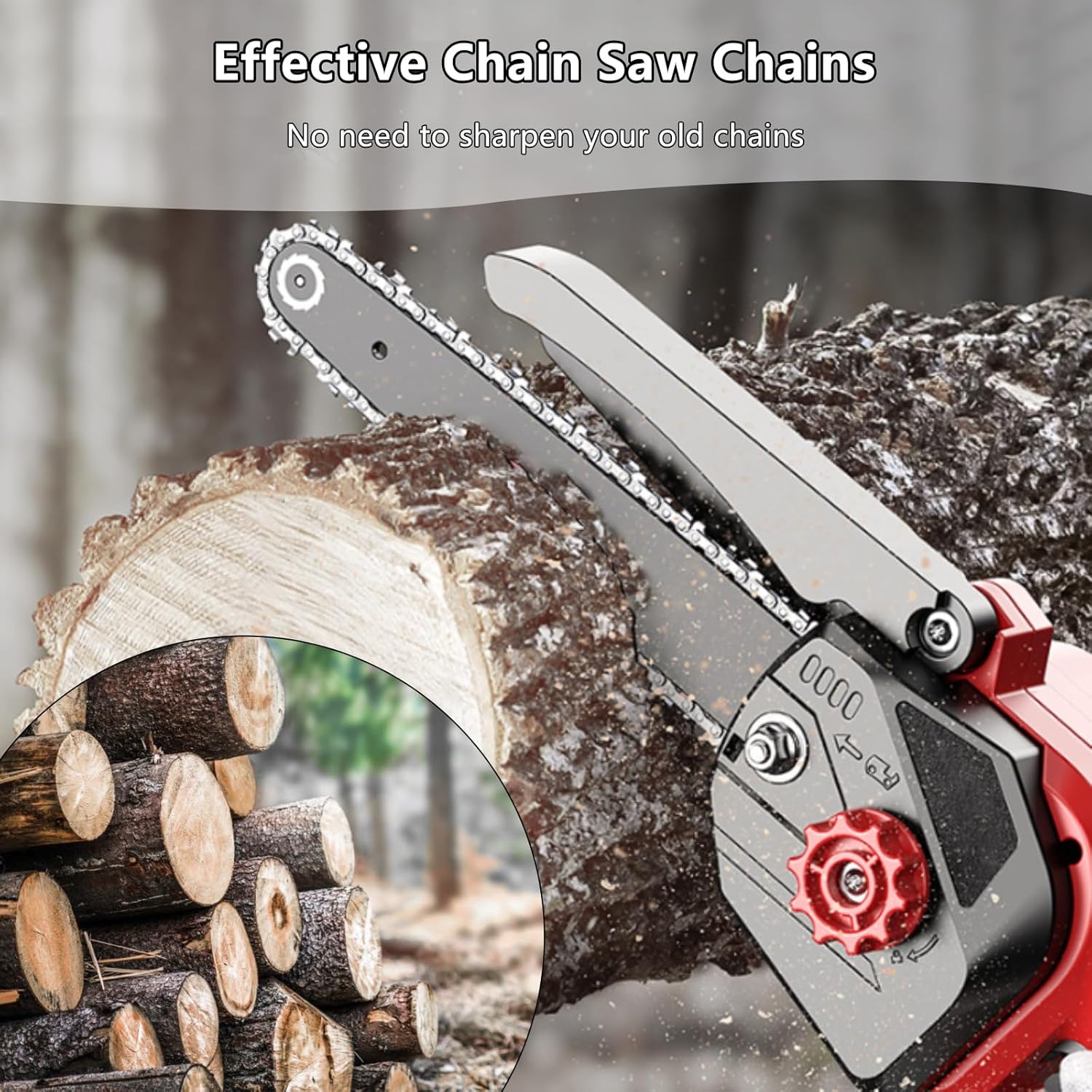 6 Inch Mini Chainsaw Chain Replacement 4 PCS Chains for 6 Inch Bar-043