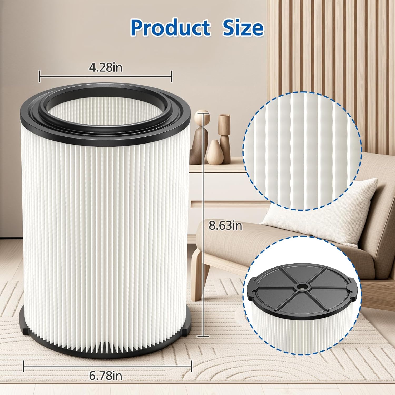 2-pack Standard Wet/dry Vac VF4000 Replacement Filter, Compatible with RIDGID Vacs 5-20 Galls Vacuum Cleaner - Image 2