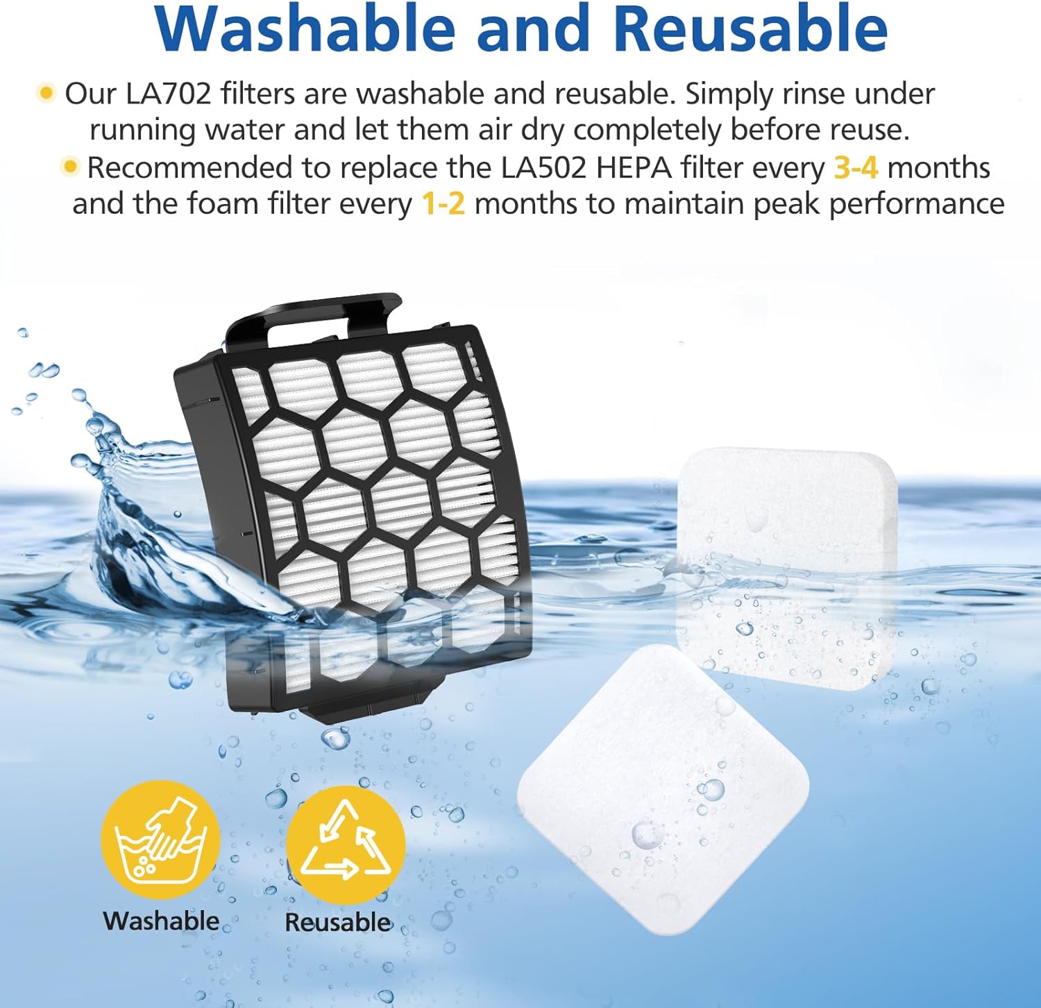 LA502, LA322, LA702 Filters Compatible with Shark Rotator Navigator Lift-Away ADV DuoClean PowerFins Upright Vacuum Model LA502, LA322, LA301, LA300, LA455, LA702, LA360, 2 HEPA+4 Foam+4 Felt Filters - Image 6