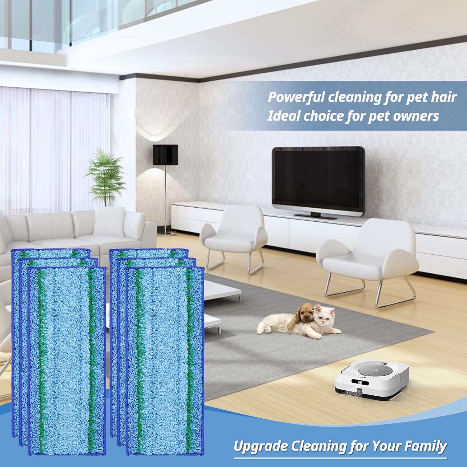 6 Pack M6 Wet Mopping Pads Washable and Reusable M6 Wet Mopping Pads Compatible with Braava Jet m6 Series (6110) (6012) (6112) (6113) Ultimate Robot Mop - Image 8