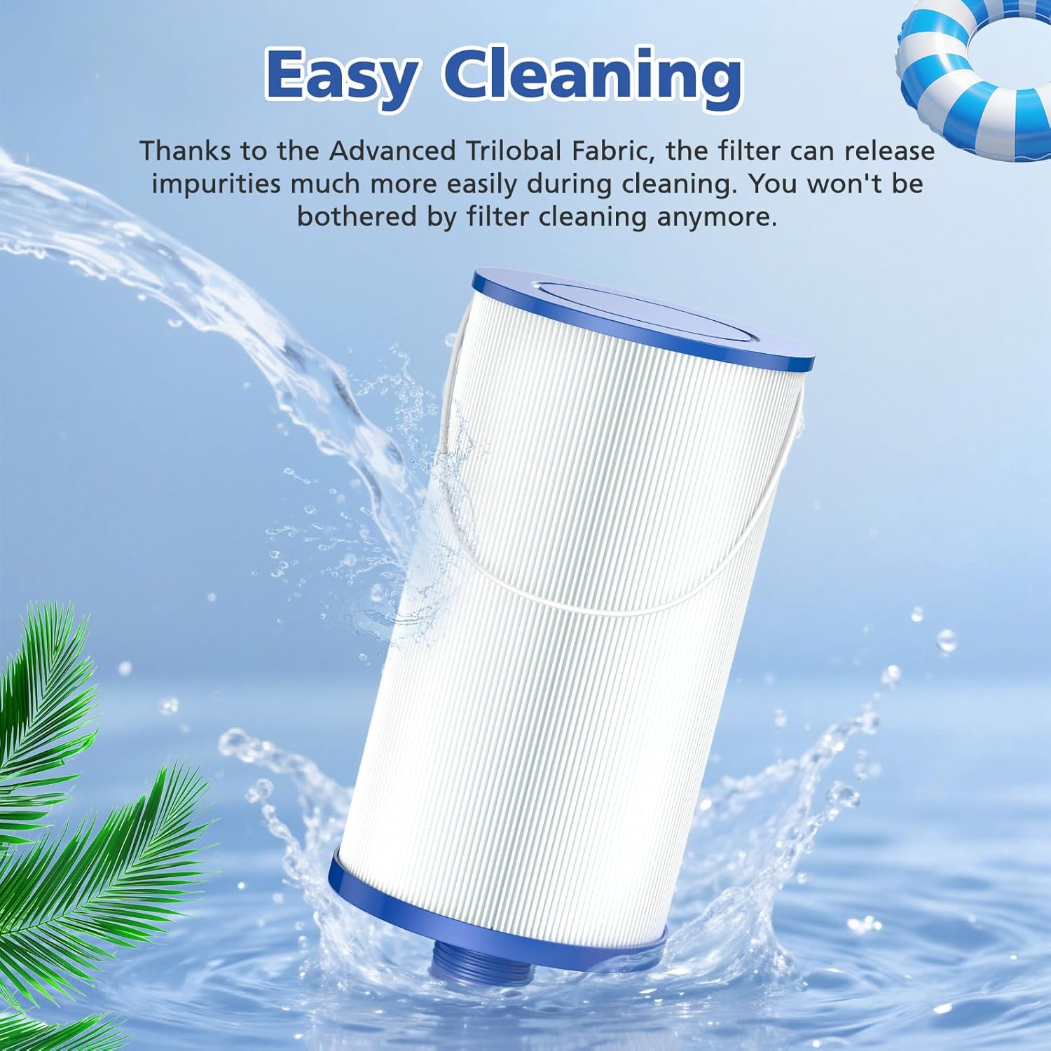 303279 Lifesmart Hot Tub Filter: Compatible with AquaTerra Spa Filter Replaces, Filbur FC-2402, 5CH-37, PFF42TC-P4, 78460, Freeflow, Bermuda, Aspire, Azure - 1.5