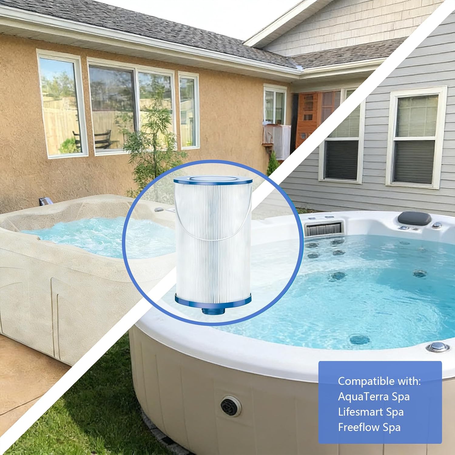 303279 Lifesmart Hot Tub Filter: Compatible with AquaTerra Spa Filter Replaces, Filbur FC-2402, 5CH-37, PFF42TC-P4, 78460, Freeflow, Bermuda, Aspire, Azure - 1.5
