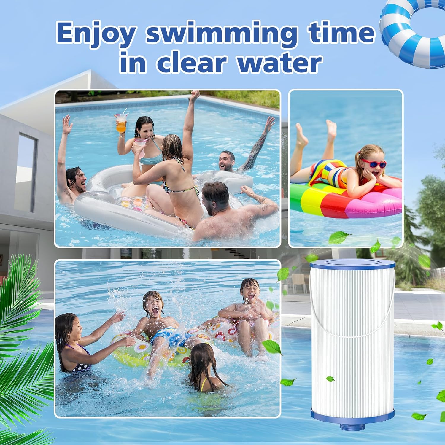 303279 Lifesmart Hot Tub Filter: Compatible with AquaTerra Spa Filter Replaces, Filbur FC-2402, 5CH-37, PFF42TC-P4, 78460, Freeflow, Bermuda, Aspire, Azure - 1.5