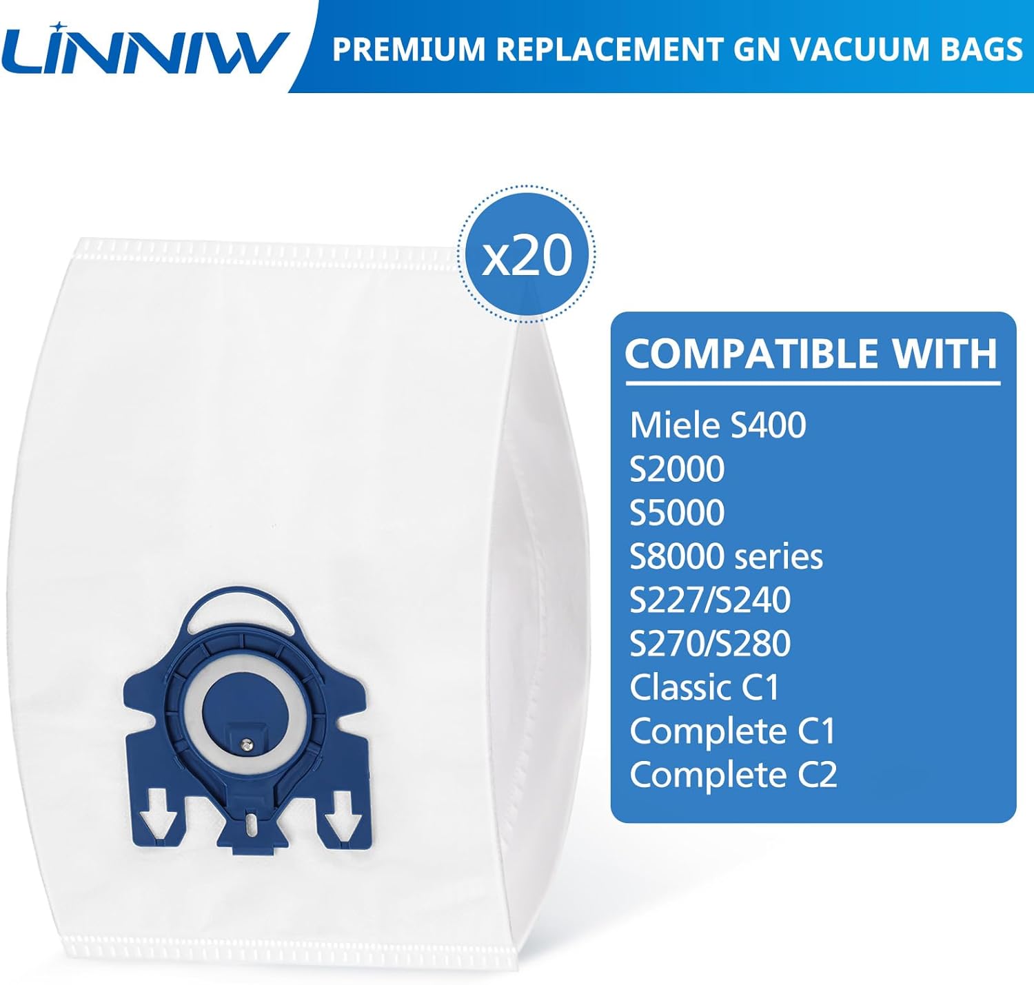 20 Pack 3D Airclean GN Vacuum Cleaner Bags and 20 Pack FJM Vacuum Bags Compatible with Miele Canister Vacuum Cleaner - Image 4
