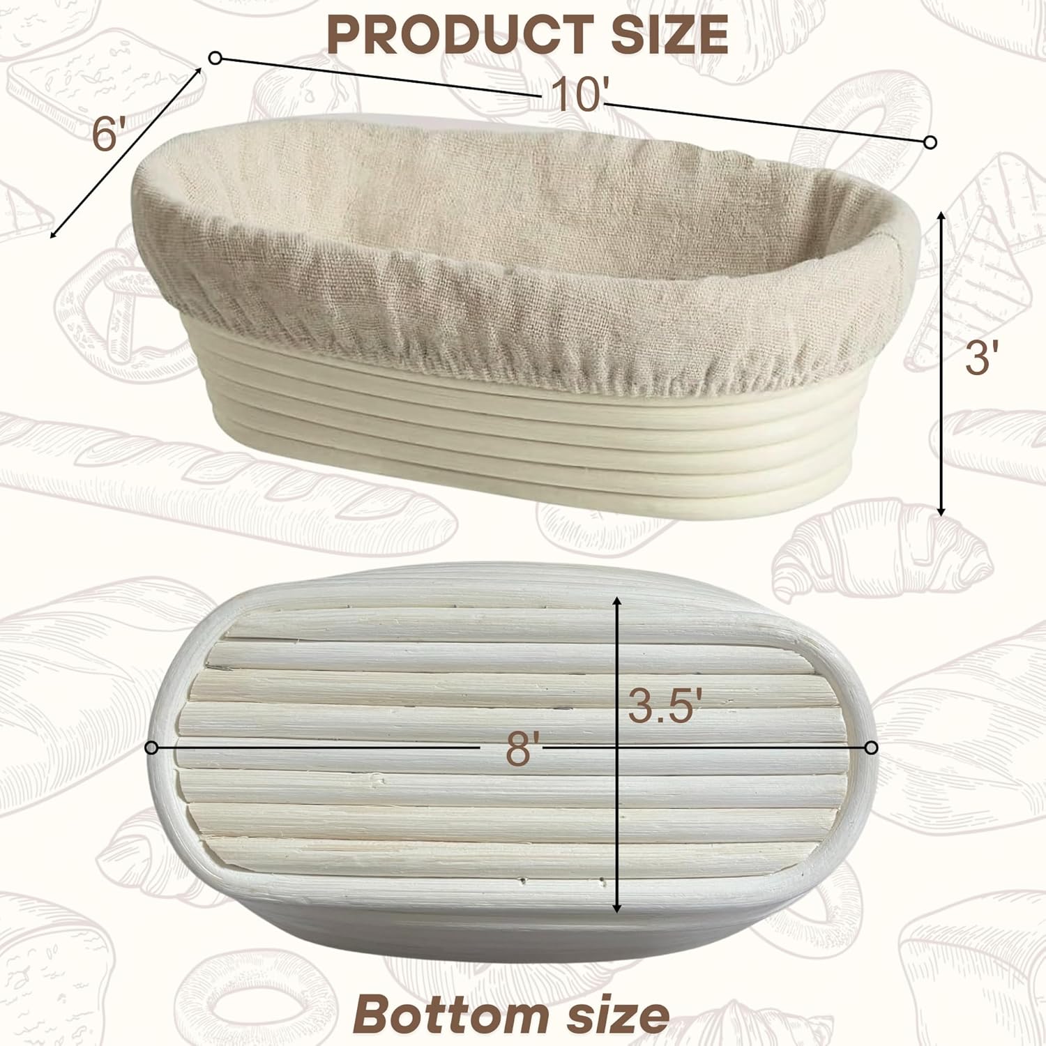 [Upgraded] Bannet Bread Proofing Basket 2 pack 10