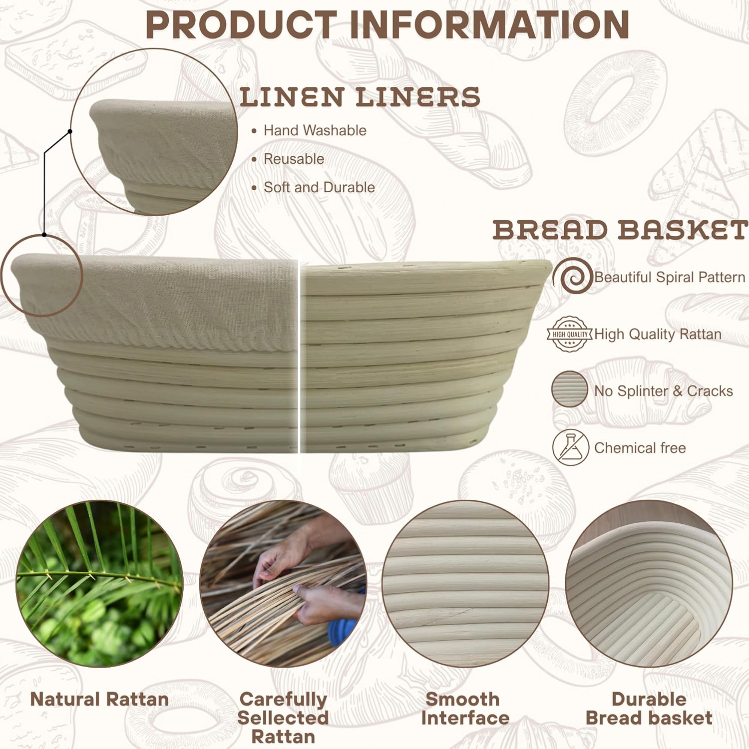 [Upgraded] Bannet Bread Proofing Basket 2 pack 10