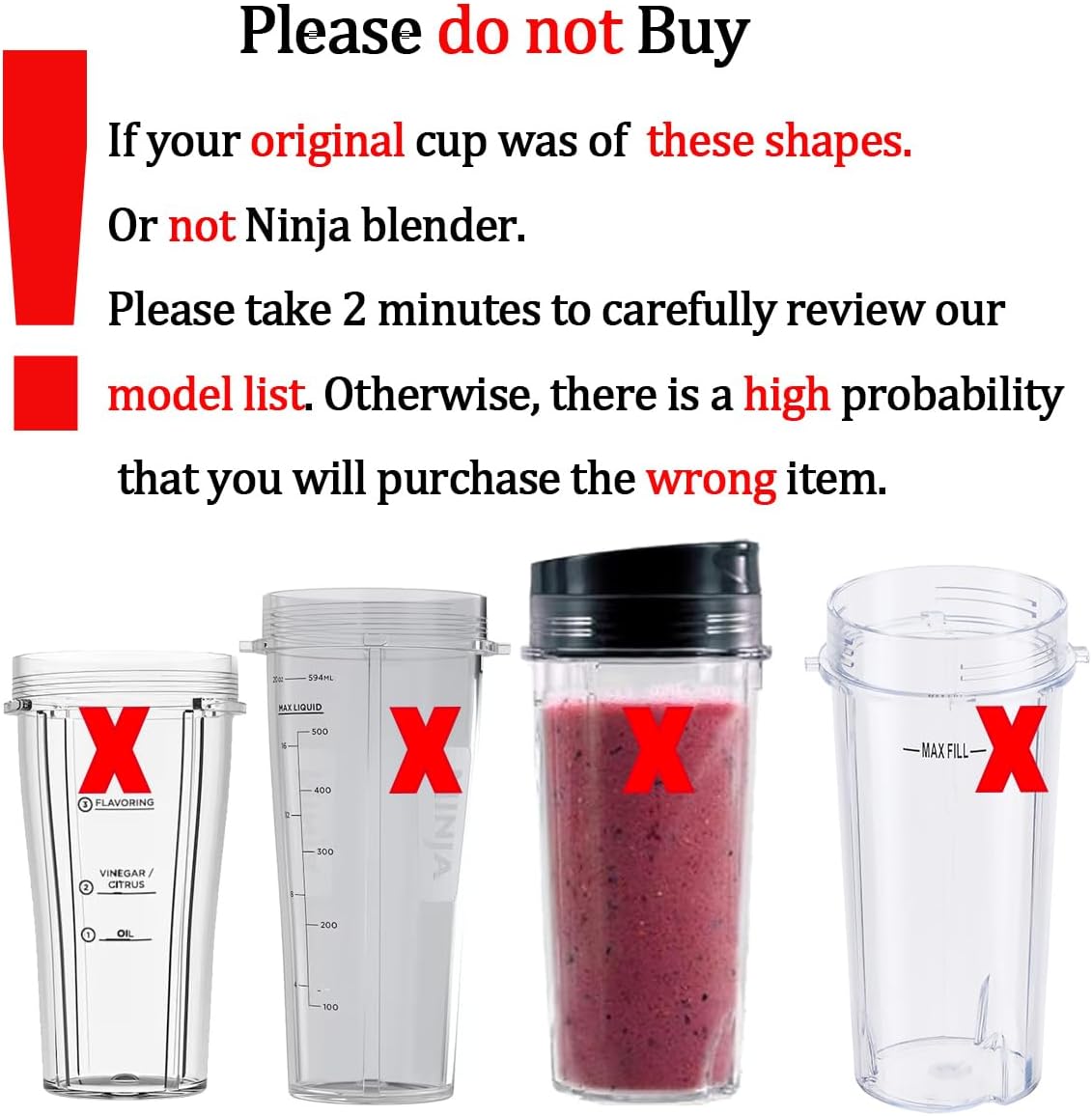Replacement 24oz Blender Cup with Sip & Seal Lid For Nutri Ninja BL450 BL456 BL480 BL482 BL640 BL642 BL682 BN401 BN751 BN801 Foodi SS101 SS151 SS351 SS401 Ninja Blender Auto IQ Blade, 2-Pack … - Image 2