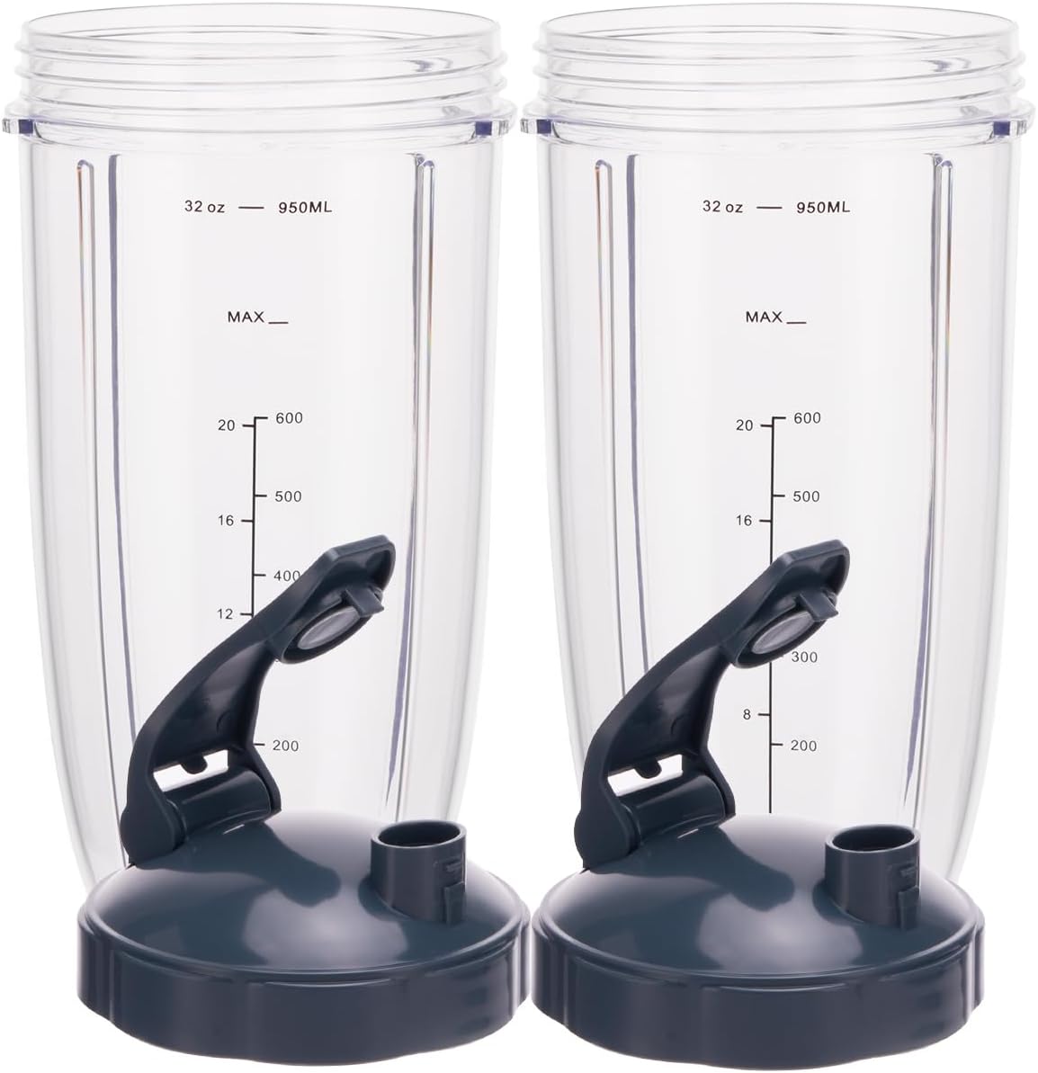 [UPGRADE] 2-pack 32oz Replacement Blender Cups with Flip-Top To-Go-Lid Compatible with NutriBullet 600w/900w Blender - Image 3