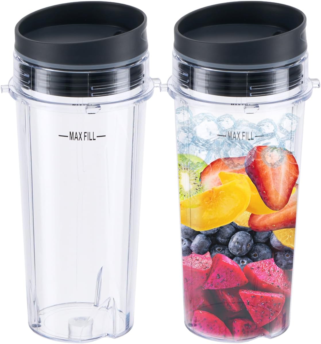 Replacement16oz Blender Cup for Ninja,Single Serve Blender Cup With Lids Set For BL770 BL780 BL660 BL740 BL810 Nutri Ninja Series Blenders (2-pack) - Image 1