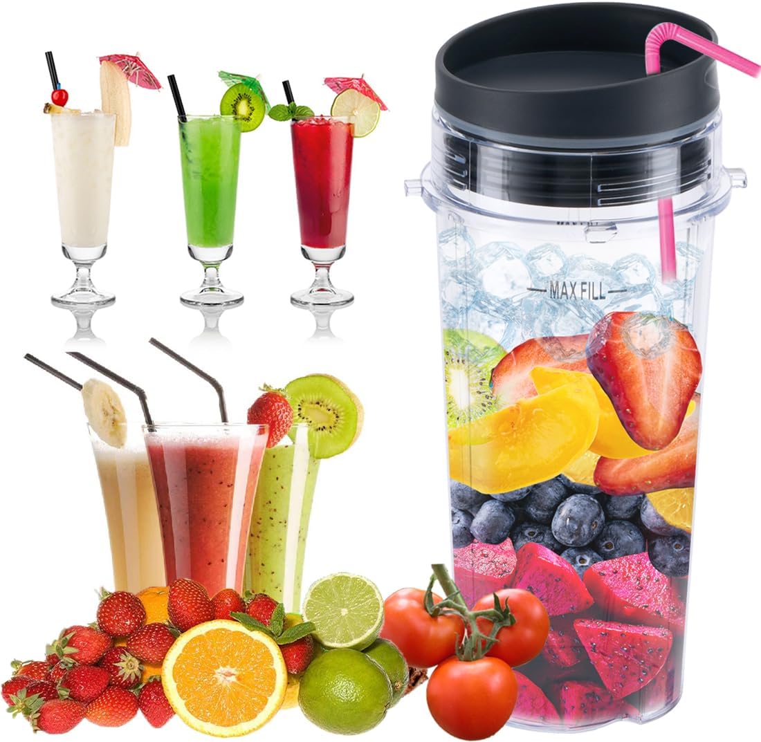 Replacement16oz Blender Cup for Ninja,Single Serve Blender Cup With Lids Set For BL770 BL780 BL660 BL740 BL810 Nutri Ninja Series Blenders (2-pack) - Image 5
