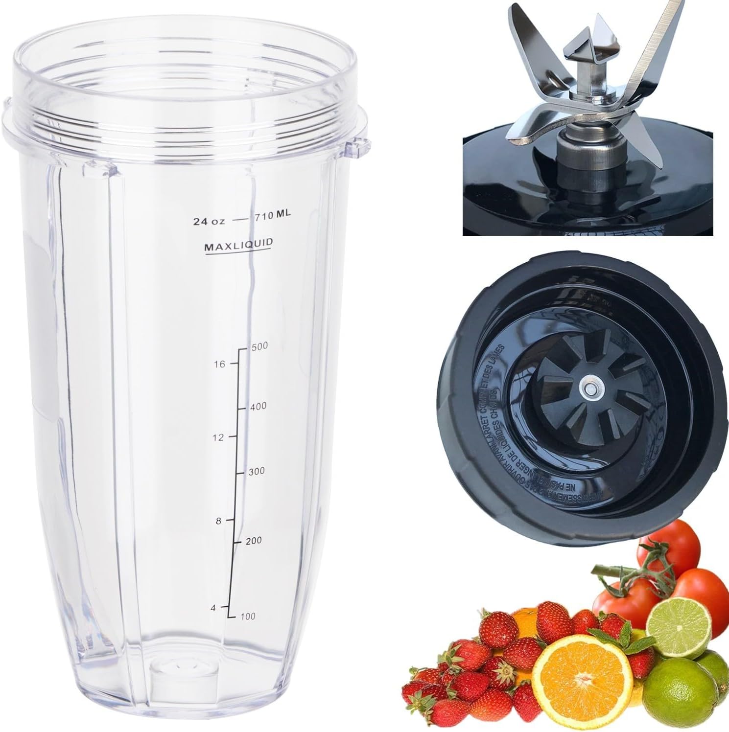 [ New Model] Replacement blender Blade and 24oz Cup Accessories, ly Compatible with Nutri Ninja SS150,SS151,SS300, SS350,SS351, CO351B, SS100, SS101, CO101B,SS400,SS401 - Image 1