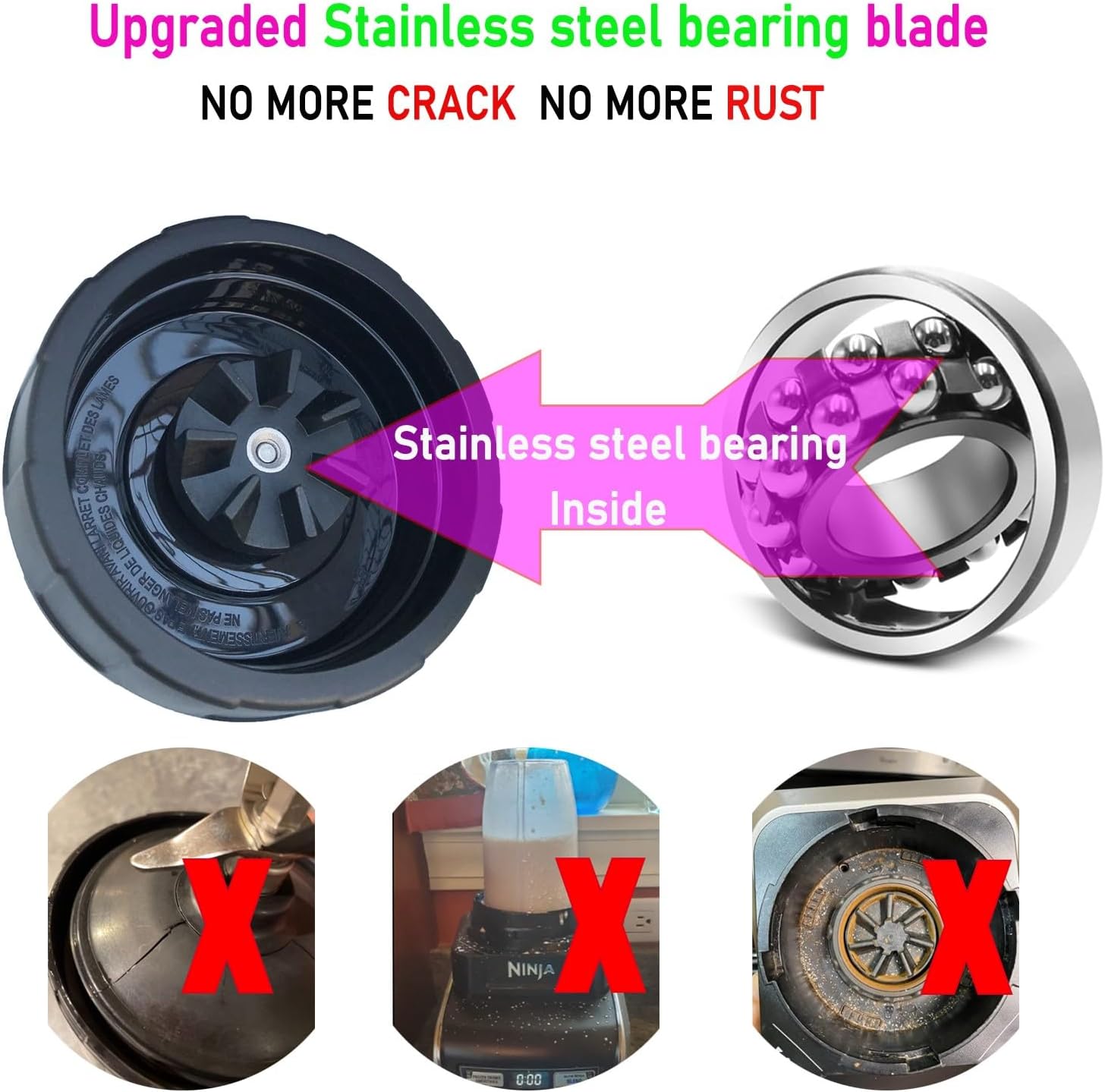 [ New Model] Replacement blender Blade and 24oz Cup Accessories, ly Compatible with Nutri Ninja SS150,SS151,SS300, SS350,SS351, CO351B, SS100, SS101, CO101B,SS400,SS401 - Image 5