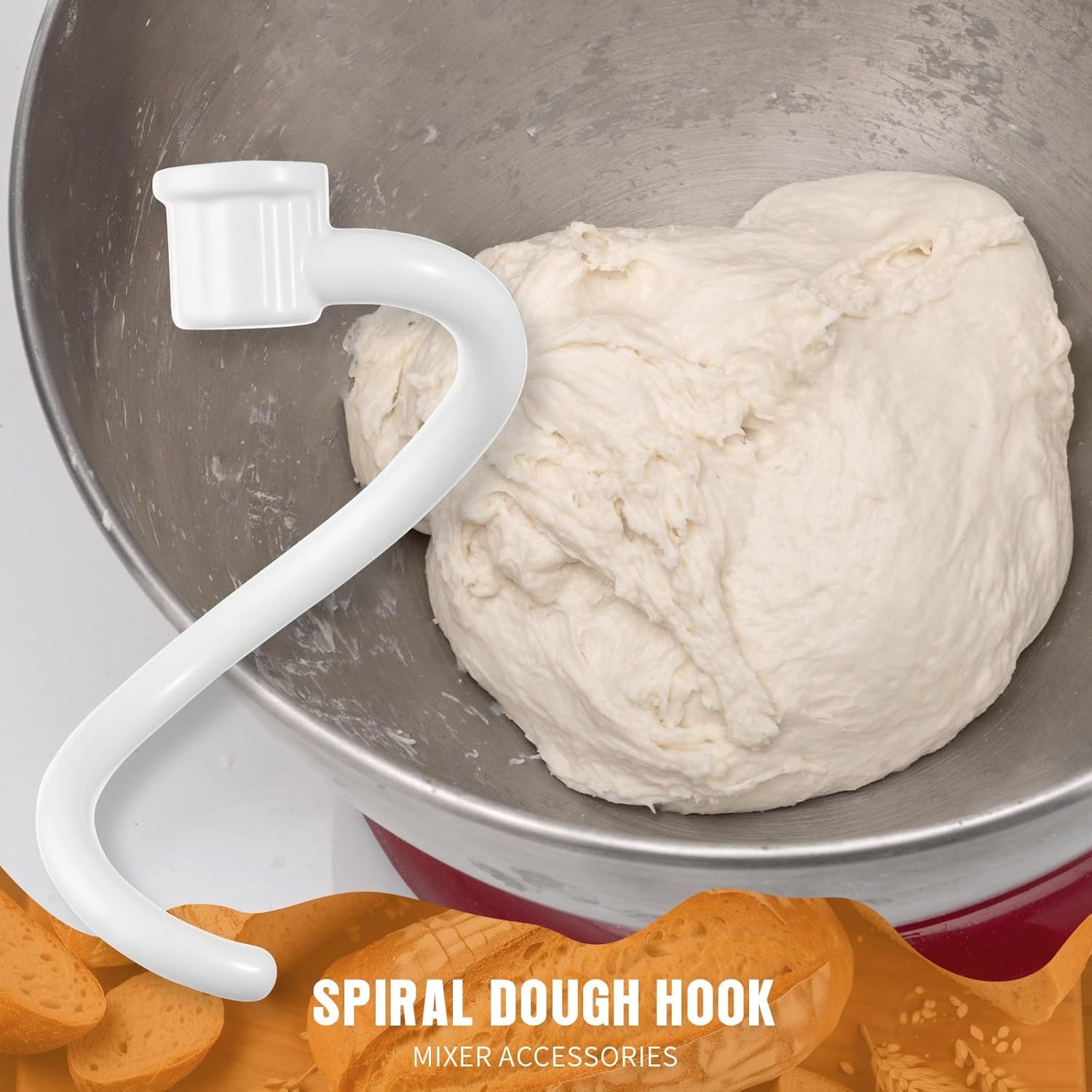 Spiral Coated Dough Hook Attachments for Kitchenaid Stand Mixer Bowl-Lift, Metal Dough Hooks Fits Models KV25G0X, KV25G8X, KV25H0X, KP26M1X, KP26M8X, KL26M8X - Image 6