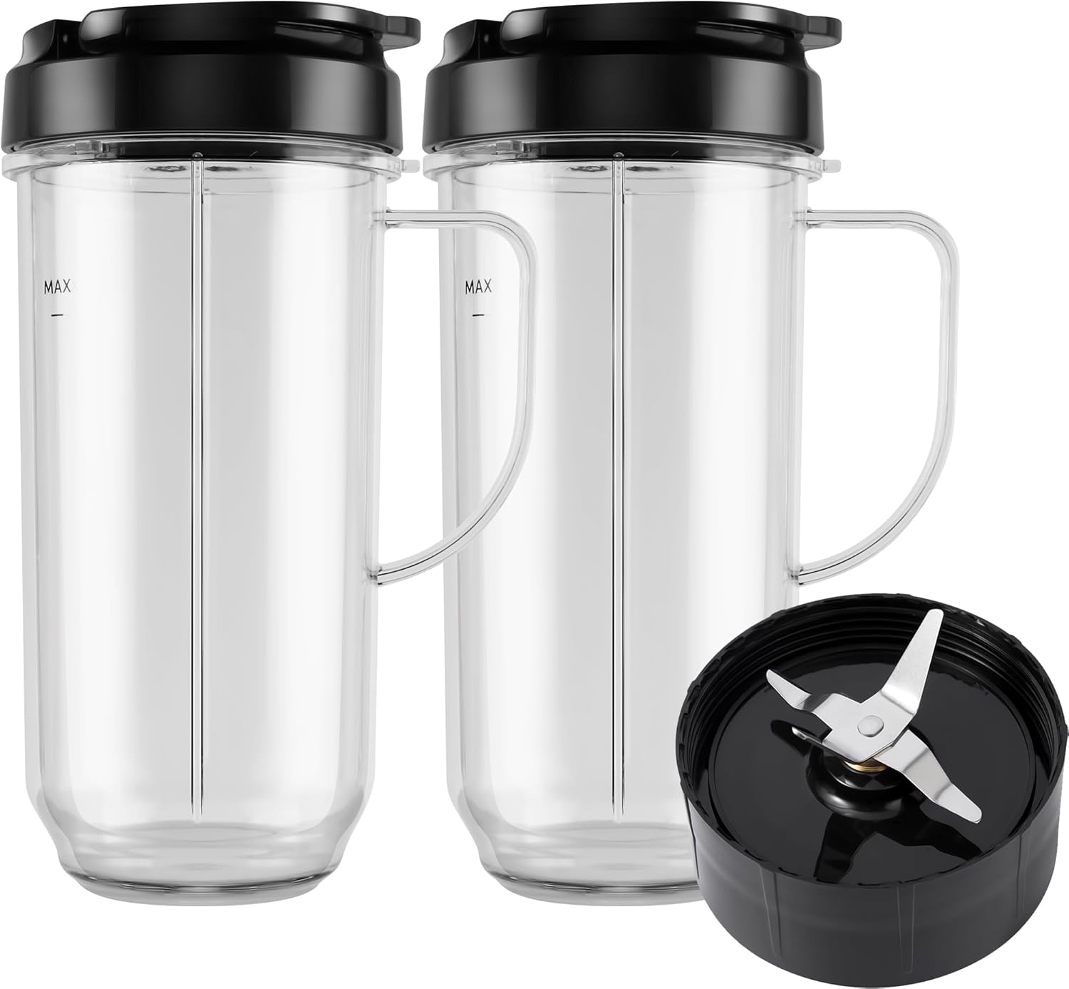 5-piece Magic Bullet Blender Cups, Tall 22oz Cup with Flip-Top To-Go Lid, Cross Blade, Blender Replacement Parts, Mug with Handle Compatible with Magic Bullet 250w MB1001 - Image 1