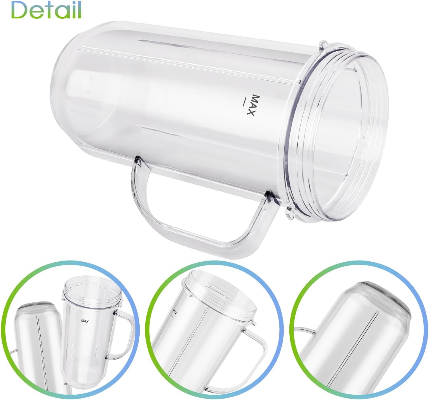 5-piece Magic Bullet Blender Cups, Tall 22oz Cup with Flip-Top To-Go Lid, Cross Blade, Blender Replacement Parts, Mug with Handle Compatible with Magic Bullet 250w MB1001 - Image 4