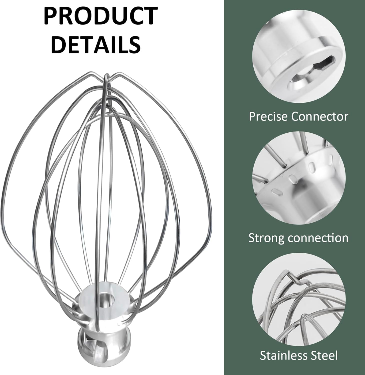 [Upgrade] K5AWW Replacement Whole Stainless Steel Wire Whip for 5 Quart Bowl-Lift 6-Wire Whip Kitchenaid mixer Attachment,Whole Body Food Grade Stainless Steel, Healthier, Rust free, More Durablee - Image 4