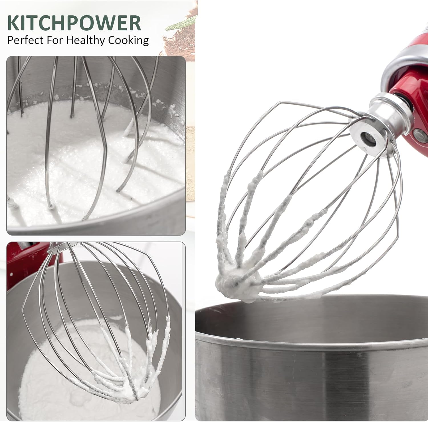 [Upgrade] K5AWW Replacement Whole Stainless Steel Wire Whip for 5 Quart Bowl-Lift 6-Wire Whip Kitchenaid mixer Attachment,Whole Body Food Grade Stainless Steel, Healthier, Rust free, More Durablee - Image 6