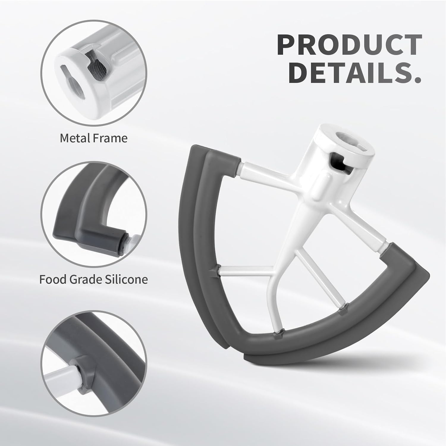Flex Edge Beater For Kitchenaid Mixer Accessory,Kitchen Aid Attachments For Mixer,Fits Tilt-Head Stand Mixer Bowls For 4.5-5 Quart Bowls,Beater With Silice Edges,Grey - Image 4