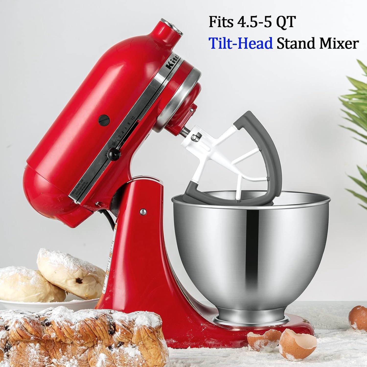 Flex Edge Beater For Kitchenaid Mixer Accessory,Kitchen Aid Attachments For Mixer,Fits Tilt-Head Stand Mixer Bowls For 4.5-5 Quart Bowls,Beater With Silice Edges,Grey - Image 5