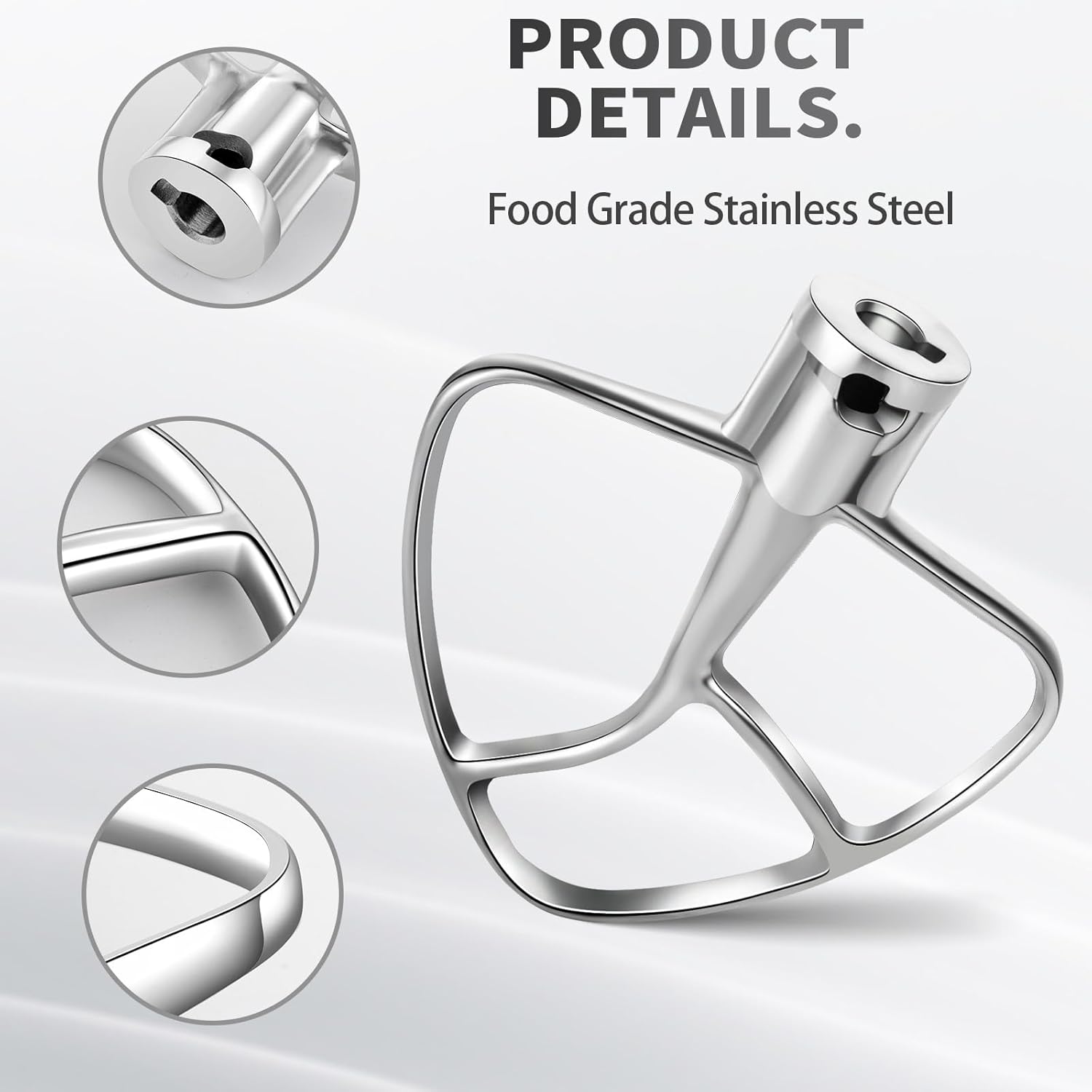 K45B Stainless Steel Flat Beater for Kitchenaid 4.5-5 Quart Tilt Head Stand Mixer, Polished Paddle Attachment for KitchenAid Mixer by ，Dishwasher Safe - Image 4