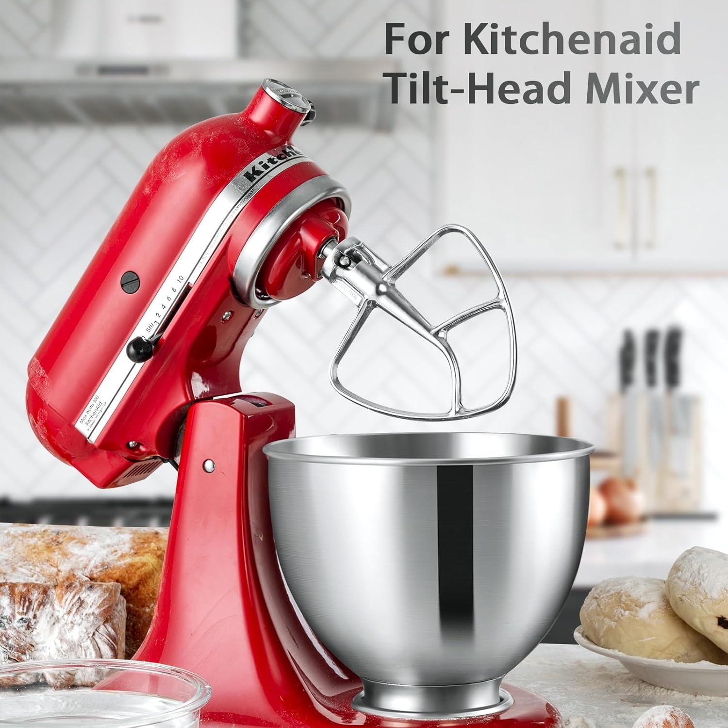 K45B Stainless Steel Flat Beater for Kitchenaid 4.5-5 Quart Tilt Head Stand Mixer, Polished Paddle Attachment for KitchenAid Mixer by ，Dishwasher Safe - Image 5