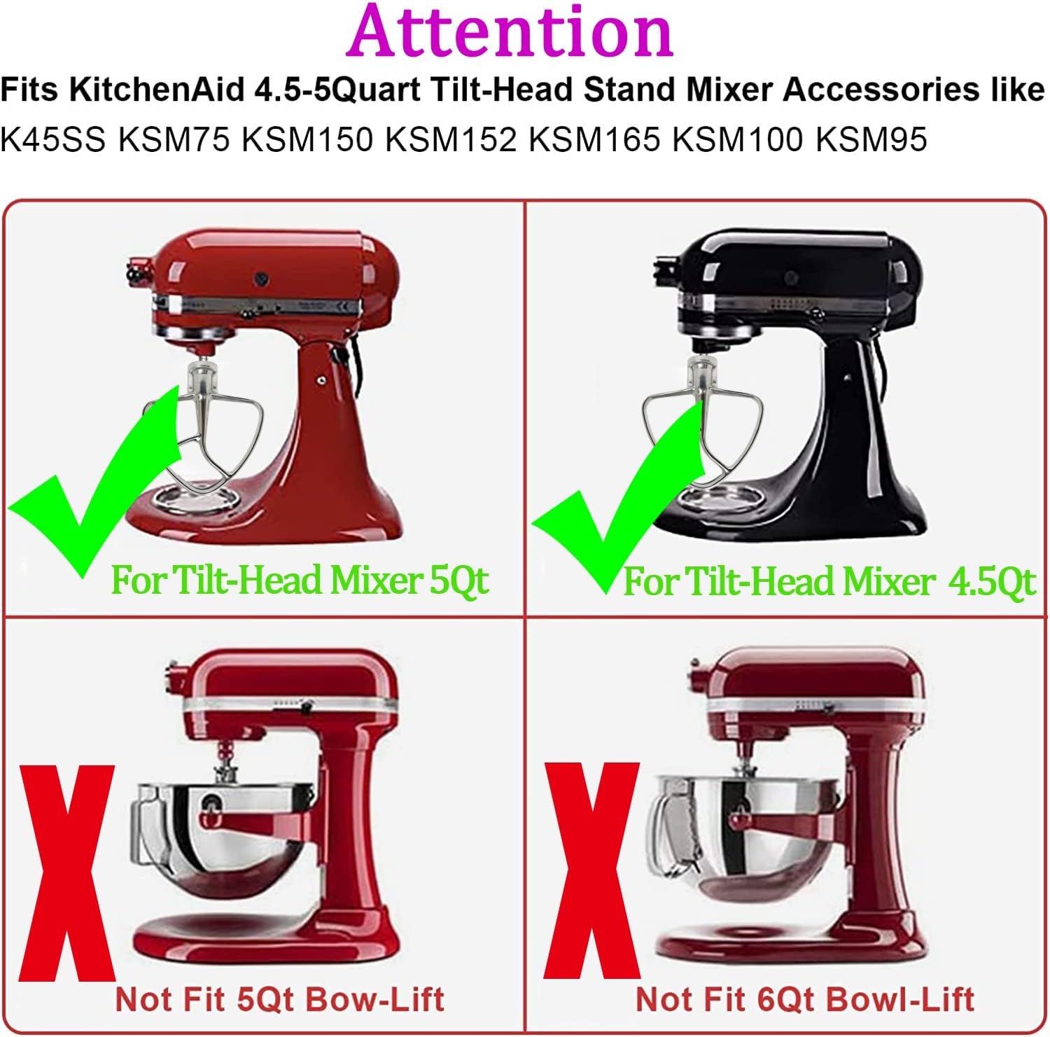 K45B Stainless Steel Flat Beater for Kitchenaid 4.5-5 Quart Tilt Head Stand Mixer, Polished Paddle Attachment for KitchenAid Mixer by ，Dishwasher Safe - Image 8