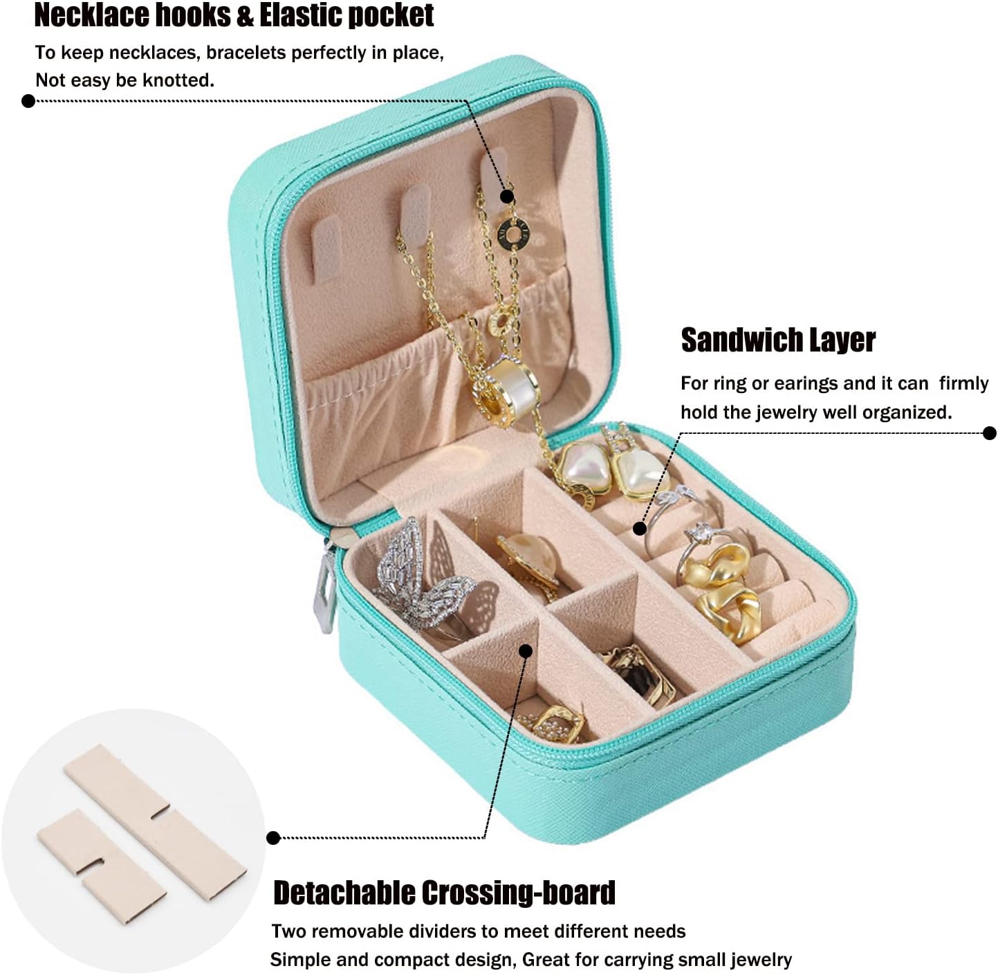 MODENGKGJIAN TSA Approved Toiletry Bag Mini Jewelry Travel Case, Perfect size to fit in your carry- luggage for travel or vacatis. - Image 6