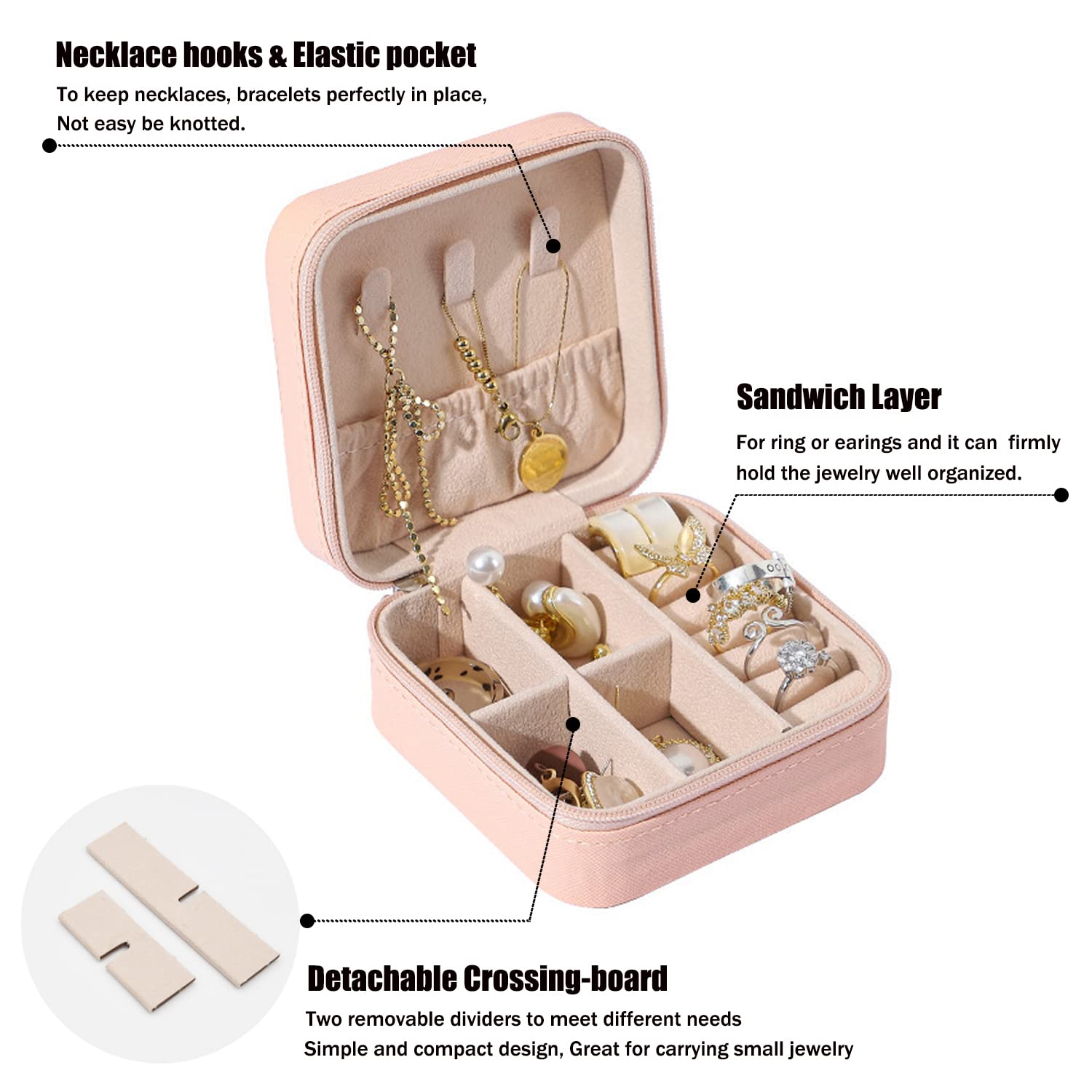 TSA Approved Toiletry Bag for Women Men and Mini Jewelry Travel Case, PU Leather Organizer Box - Image 2