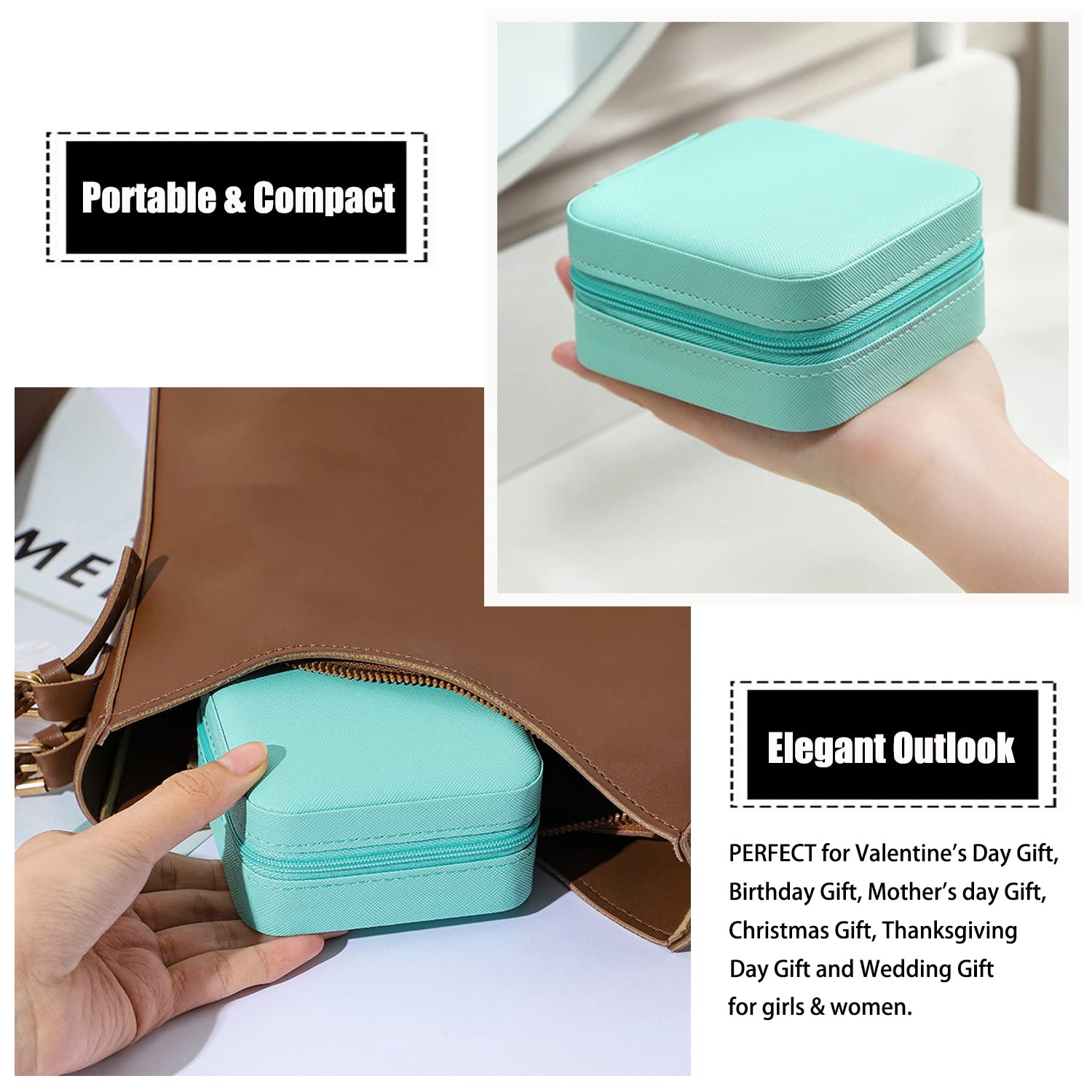 TSA Approved Toiletry Bag for Women Men and Mini Jewelry Travel Case, PU Leather Organizer Box - Image 4