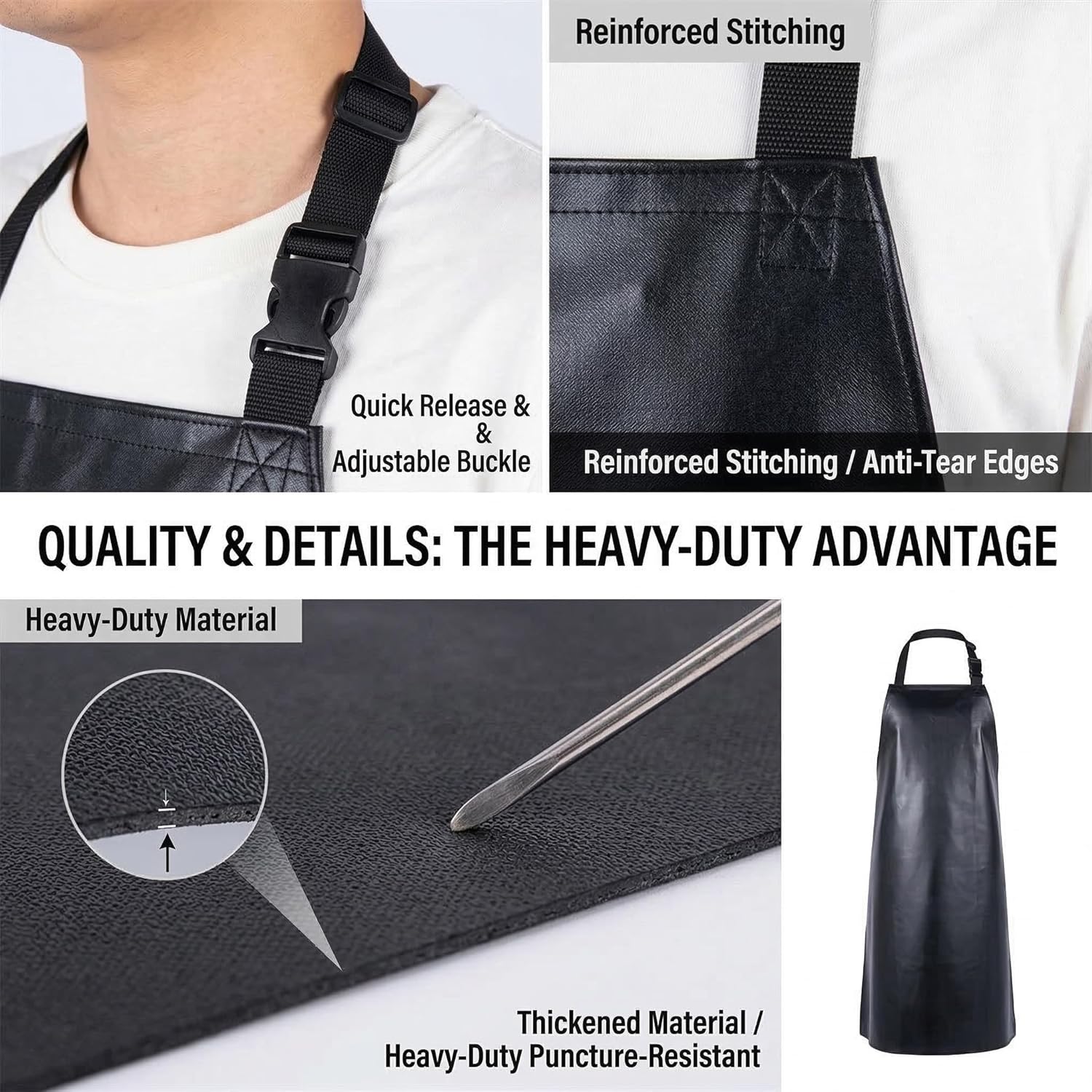 Heavy Duty Vinyl Waterproof Apr for Unisex Adult, Ultra Lightweight, Chemical Resistant Industrial Work Apr - Image 3