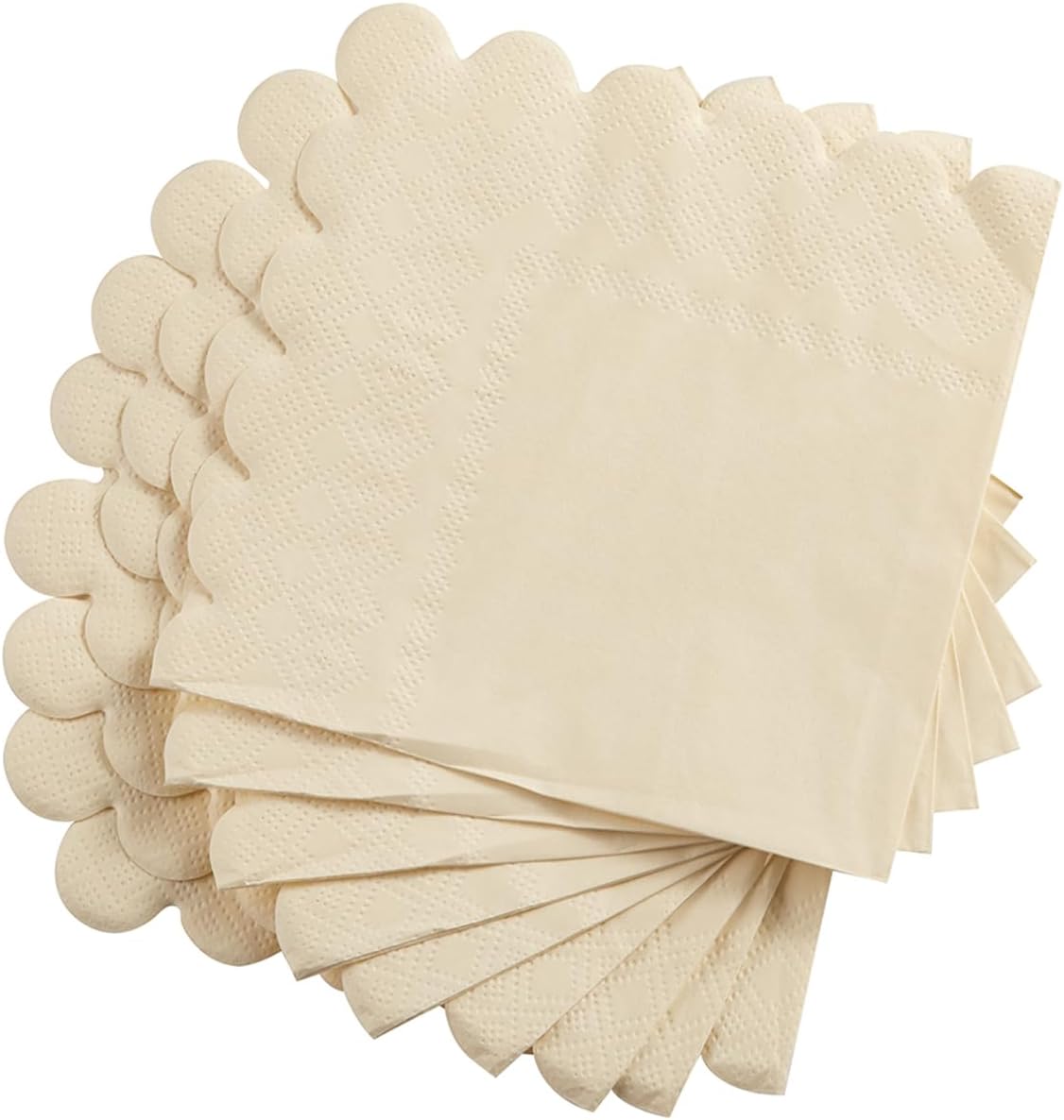 200 Pack Cocktail Napkin 2-Ply Scalloped Edged Dessert Napkins Folded 5 x 5 Inches Disposable Napkins for Dinner Wedding Birthday Party Bridal Anniversary Recepti Event (Milky-White) - Image 3