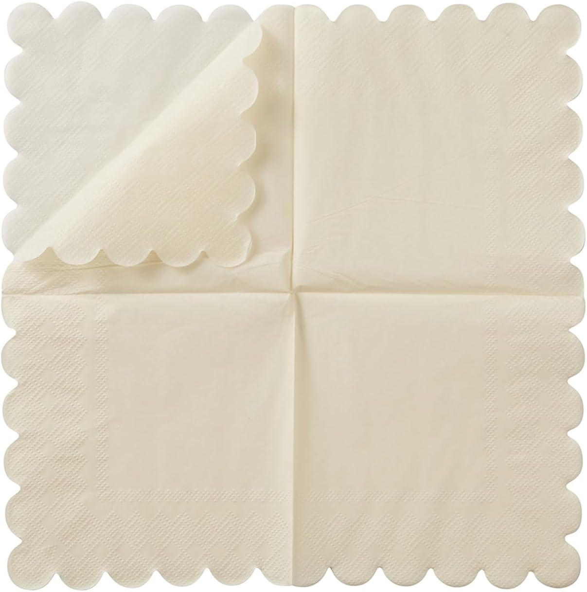 200 Pack Cocktail Napkin 2-Ply Scalloped Edged Dessert Napkins Folded 5 x 5 Inches Disposable Napkins for Dinner Wedding Birthday Party Bridal Anniversary Recepti Event (Milky-White) - Image 5