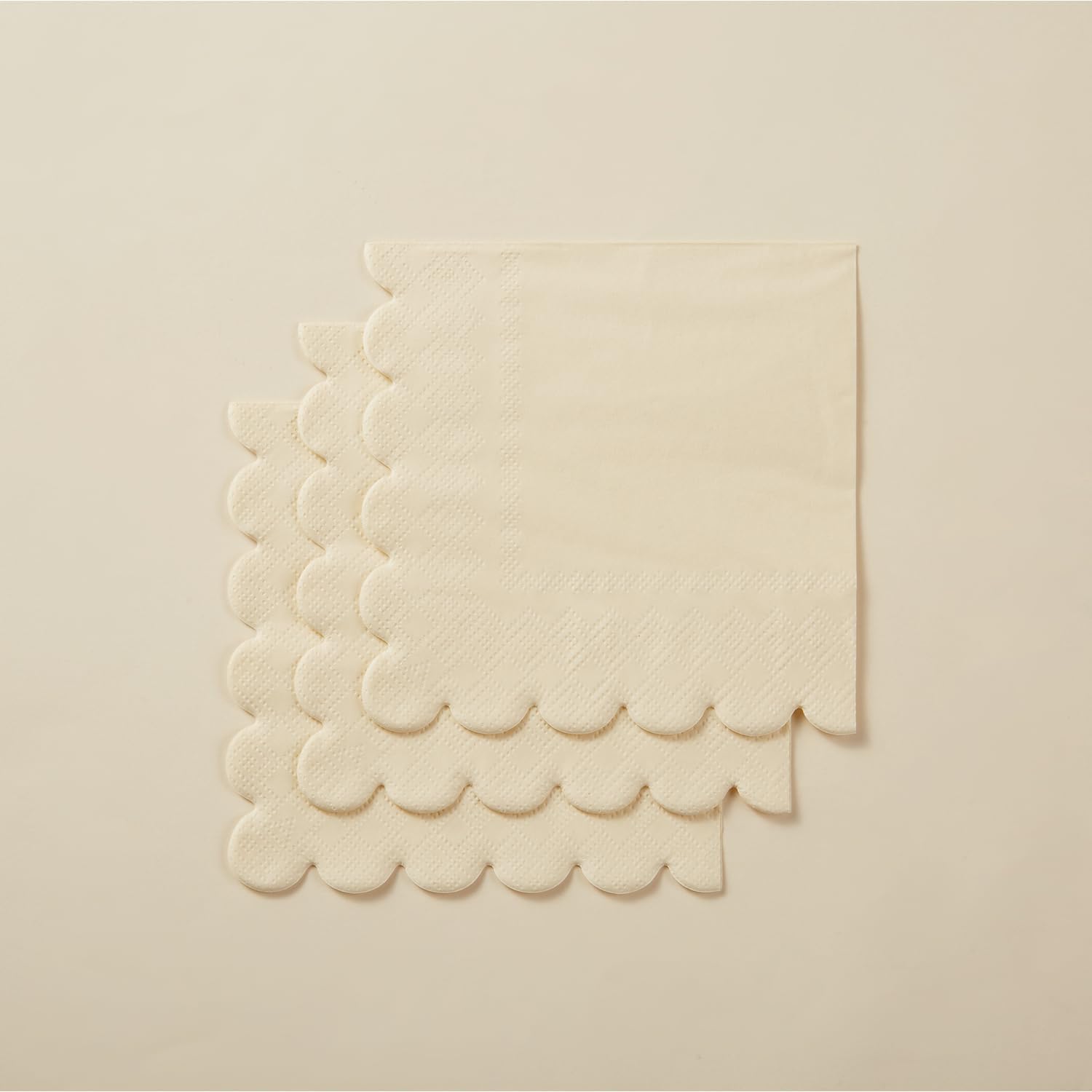 200 Pack Cocktail Napkin 2-Ply Scalloped Edged Dessert Napkins Folded 5 x 5 Inches Disposable Napkins for Dinner Wedding Birthday Party Bridal Anniversary Recepti Event (Milky-White) - Image 6