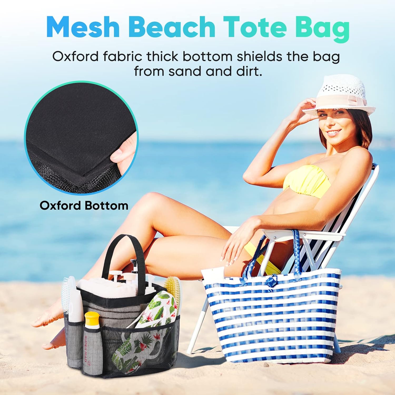 2 Pack Mesh Shower Caddy Portable for College Dorm Room Essentials, Shower Caddy Dorm with 8-Pocket Large Capacity,Shower Bag for Beach,Swimming,Gym - Image 5