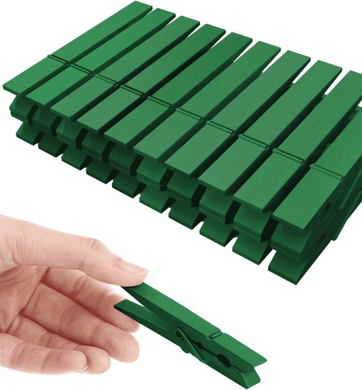 Clothes Pins, Red Green Wooden Clothespins for Arts and Crafts, Wreath, Strg Grip Close Pins Birchwood Clips Clothespin Clothing Pegs for Hanging Baby Clothing Photos, 2.83 Inch, Pack of 50 - Image 1