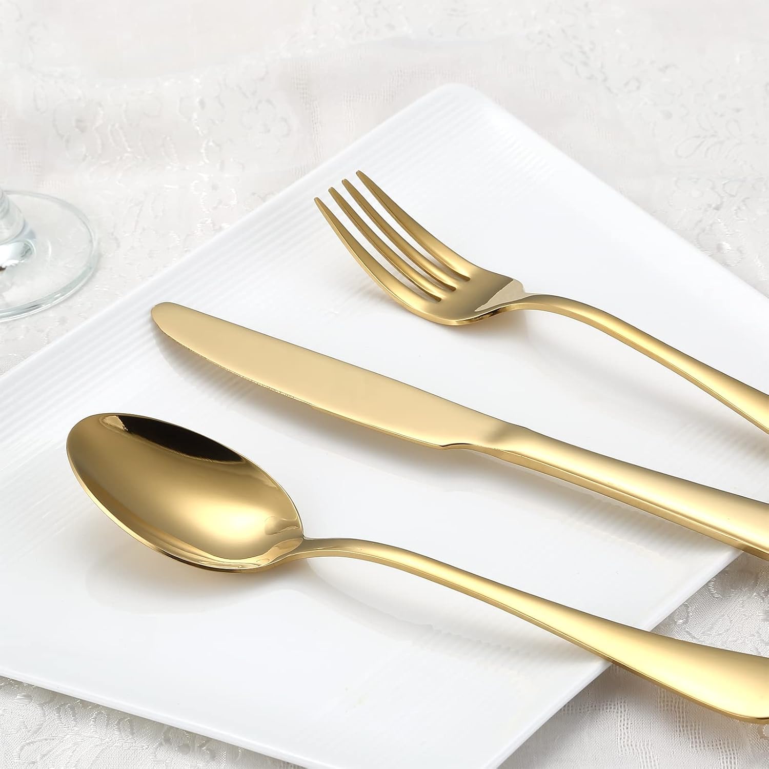Gold Silverware Set for 8, 40-Piece Gold Flatware Set Stainless Steel Cutlery Kitchen Utensil Set Mirror Polished - Image 2