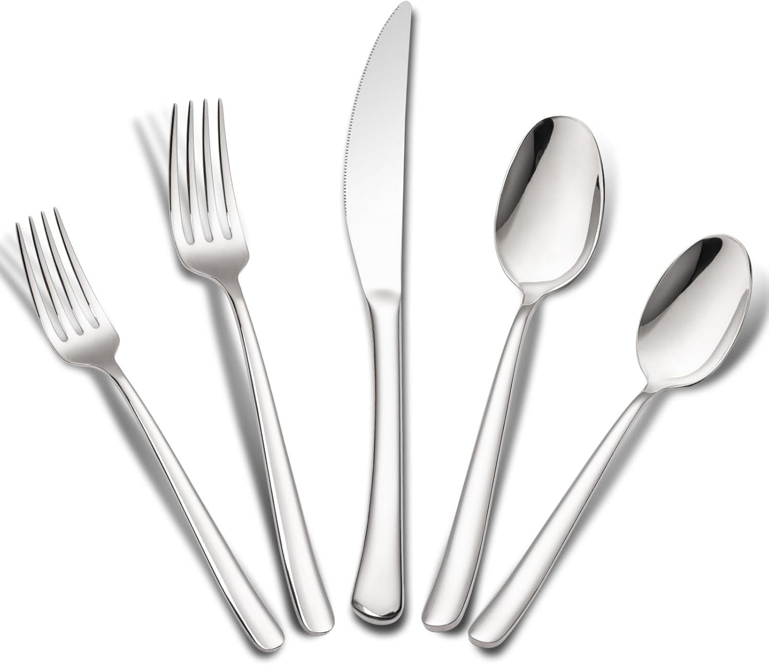 40-Piece High-End Silverware Set with Forks Spos and Knives, Stainless Steel Serving Utensils for 8 with Mirror Finished Handle, Durability and Dishwasher Safe for Restaurant, Weddings - Image 1