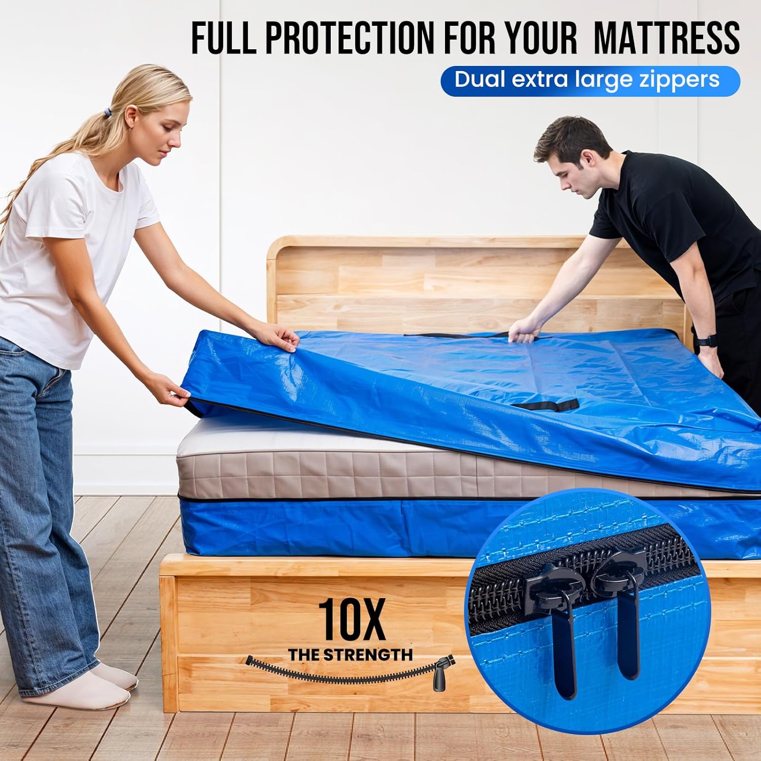 Queen Mattress Bags for Moving and Storage, Heavy Duty Moving Supplies Mattress Cover with Reinforced Handles, Storage Cover Essentials Packing Protector - Image 3