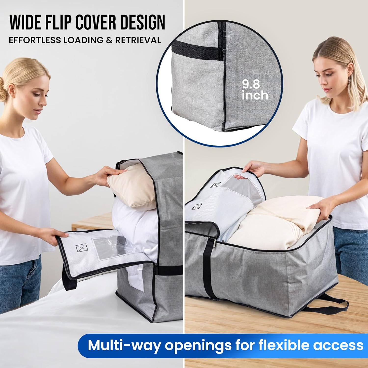 2 Pack Gray Moving Bags w/Adjustable Backpack Straps, Moving Supplies, Moving Boxes Alternative, Heavy Duty Storage Totes for College Packing, Camping Backpack for Travel, Dorm, Laundry - Image 2