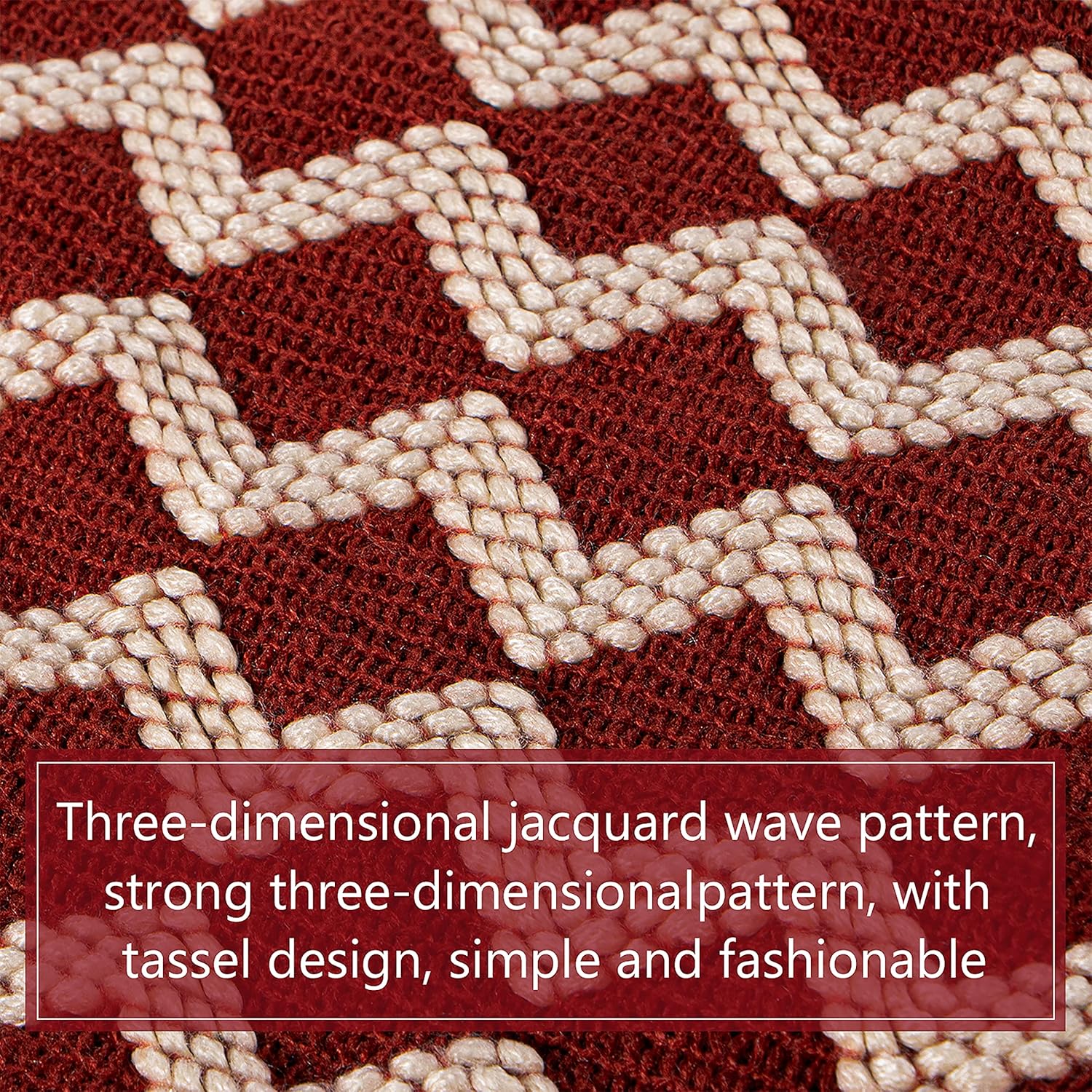 Acrylic Knitted Throw Blanket, Lightweight and Soft Cozy Decorative Woven Blanket with Tassels for Travel, Couch, Bed, Sofa, 51x67 Inches, Red and White Striped - Image 4